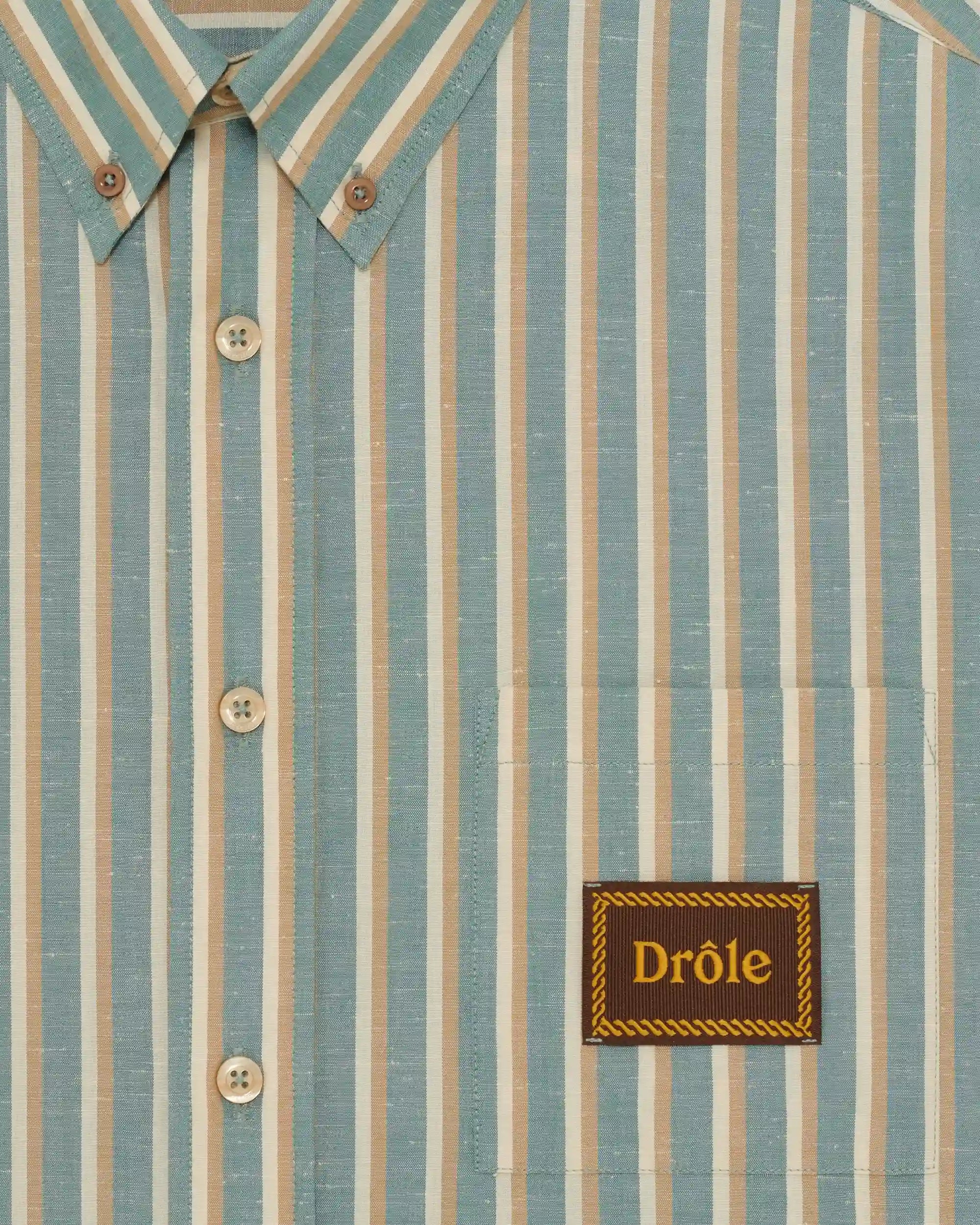 Drôle De Monsieur Chemise Rayée Drôle Hemd Wasserggrün Baumwolle