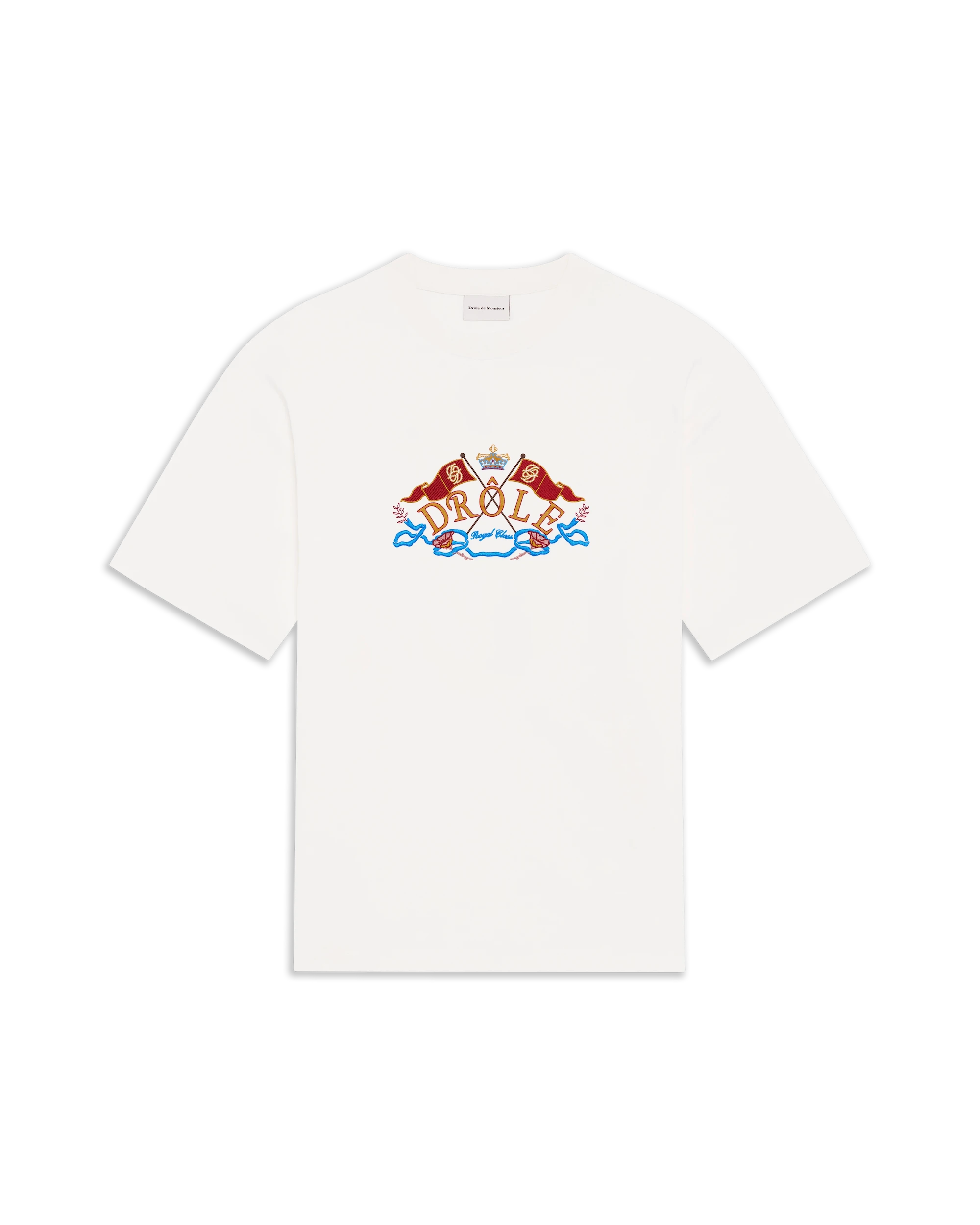 Drôle De Monsieur Crest Embroidery T-Shirt Off White Baumwolle
