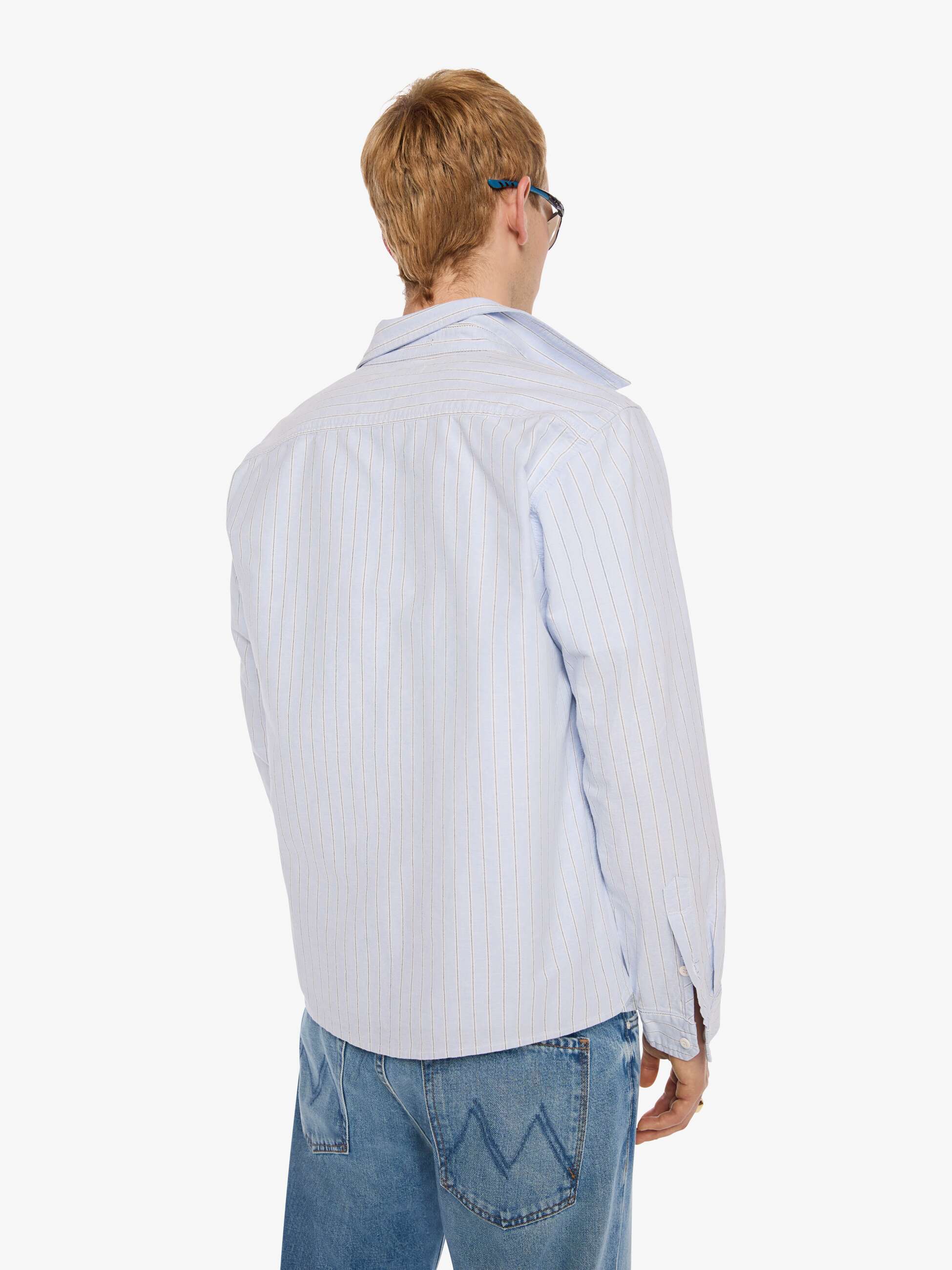 Mother Back To Square One Hemd Light Blue Stripe Baumwolle