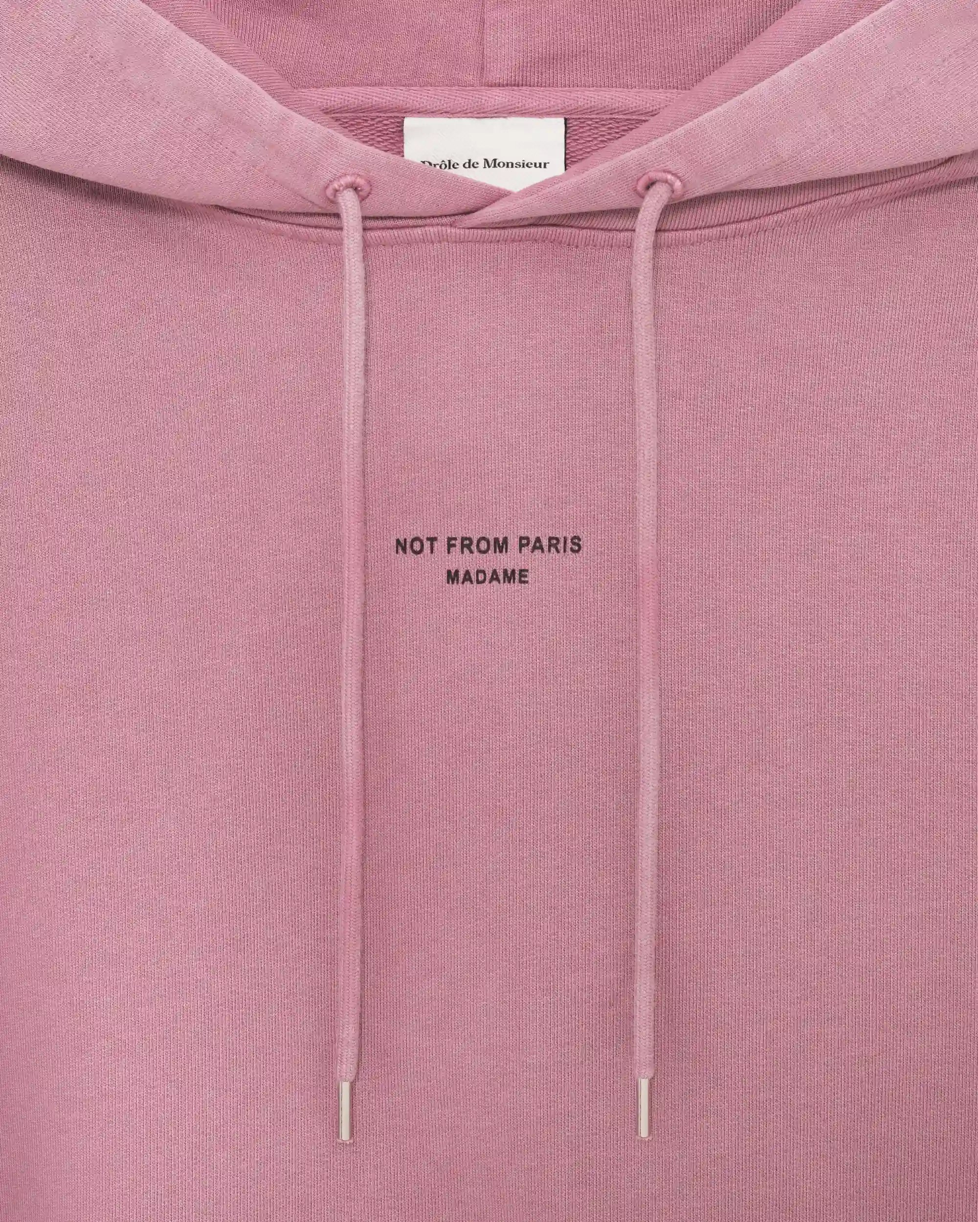 Drôle De Monsieur Washed Classic Slogan Hoodie Hoodie Dunkelrosa