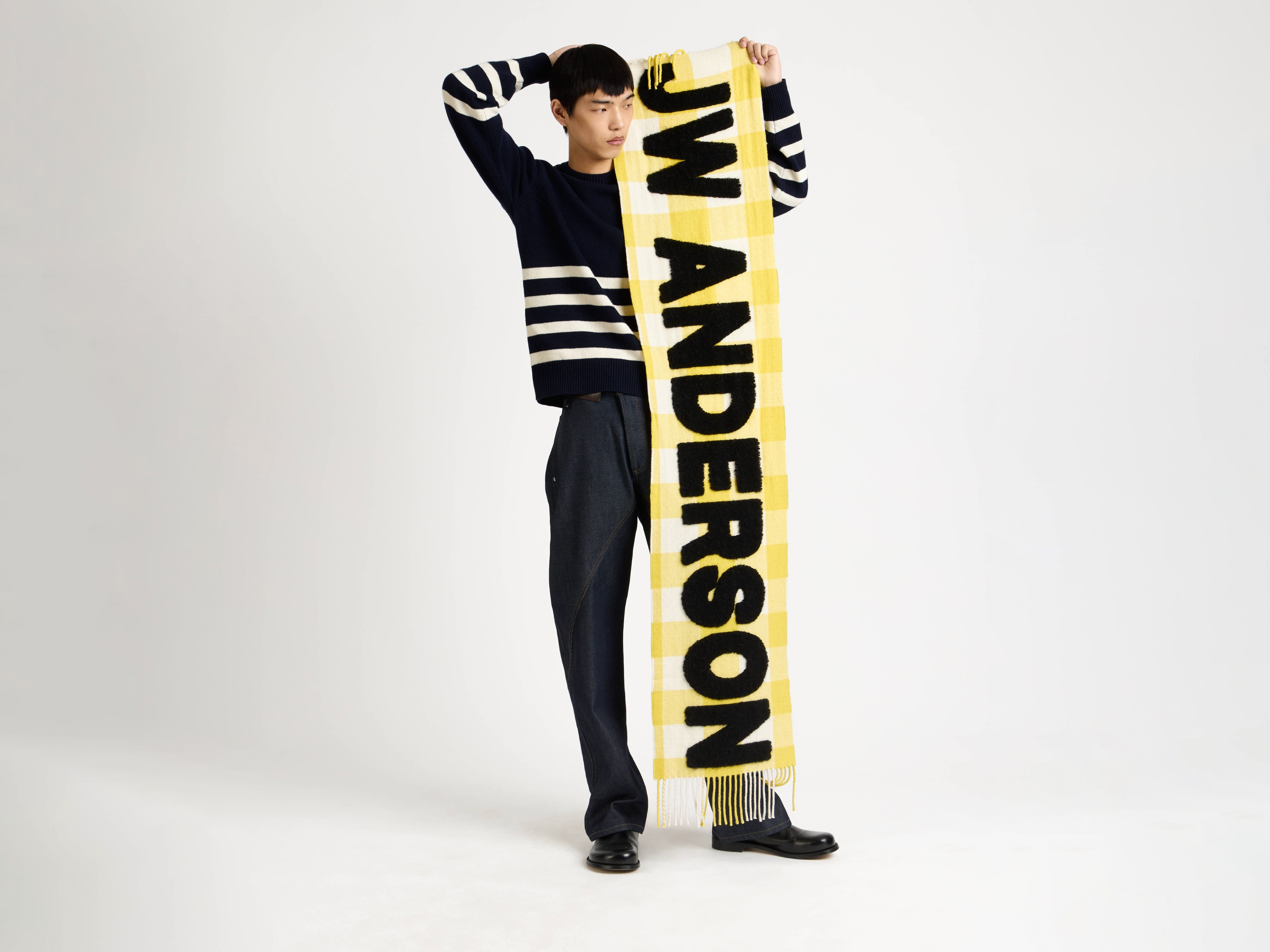 J.W.Anderson Checkered Logo Schal Gelb Kariert