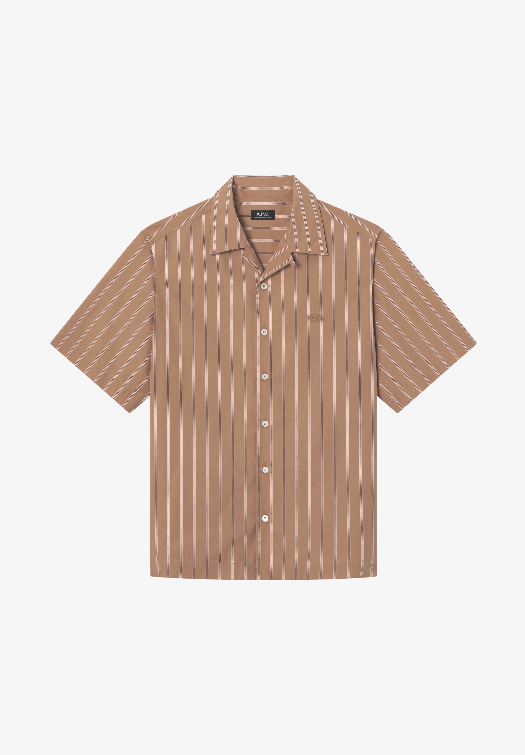 A.P.C. Kurzarmhemd rosa gestreift Bio-Baumwolle