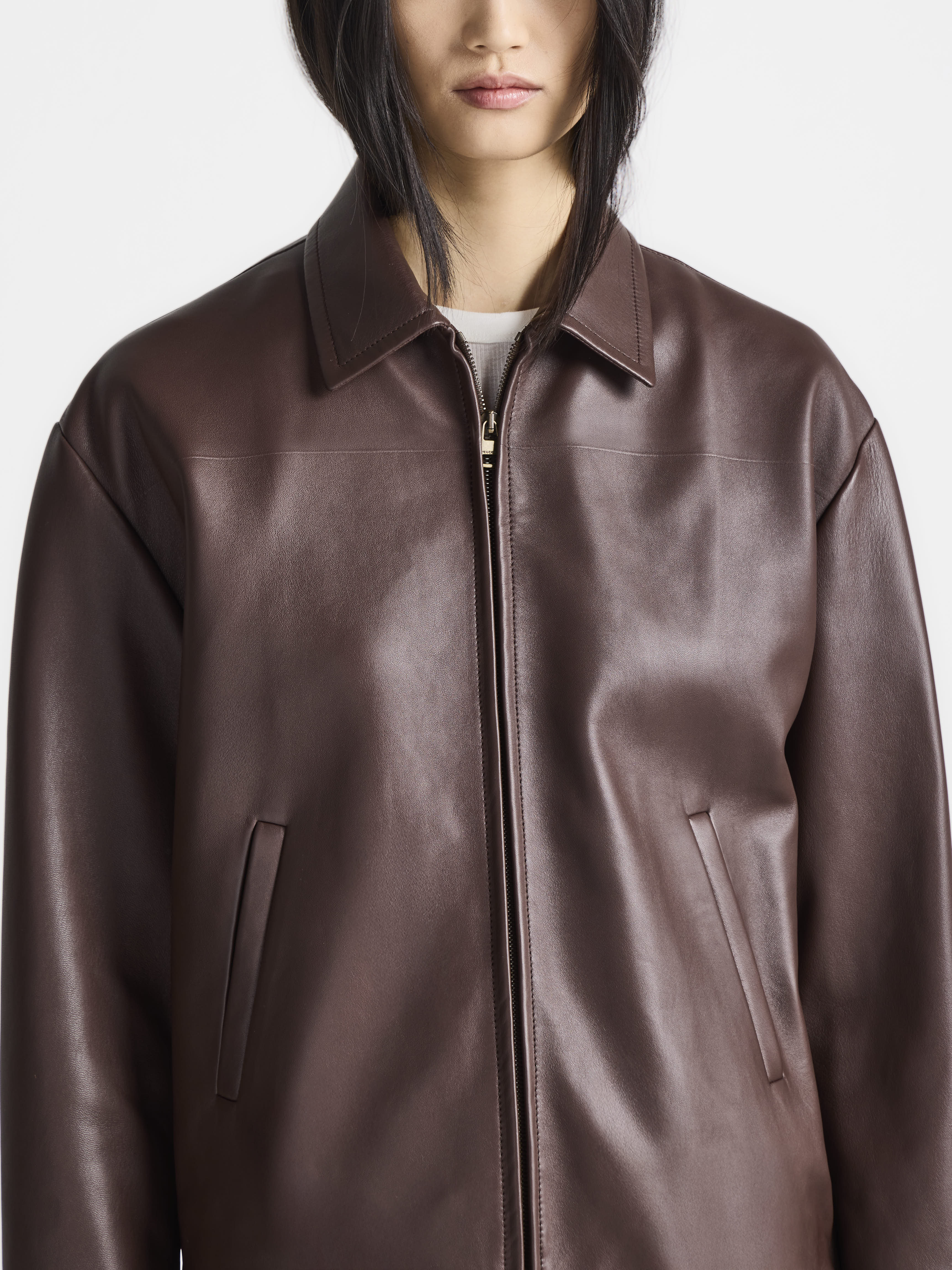 J.W.Anderson Blouson Lederjacke Damen Schokobraun Nappa