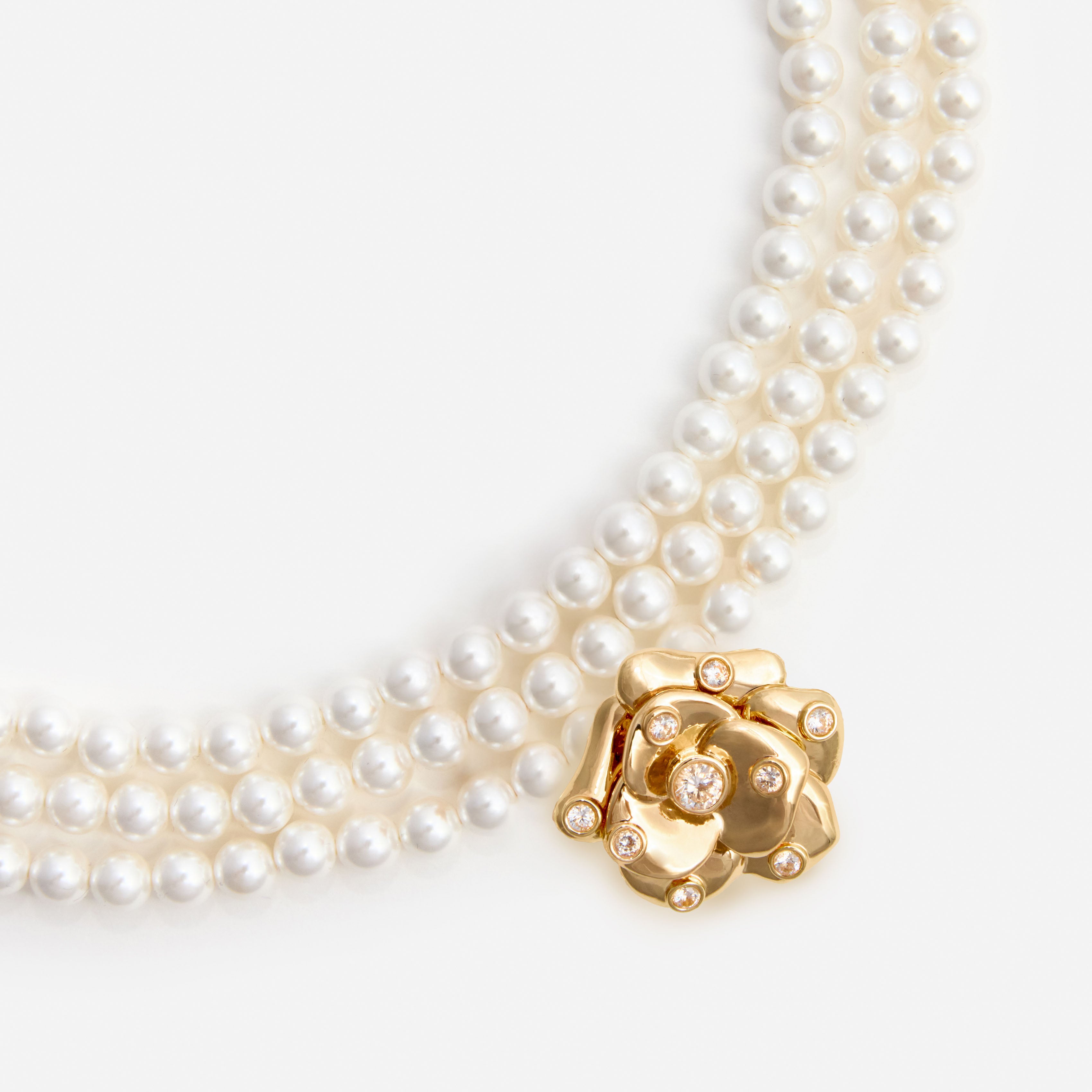 Self Portrait Jewellery Gold Flower Pearl Choker Halskette Gold
