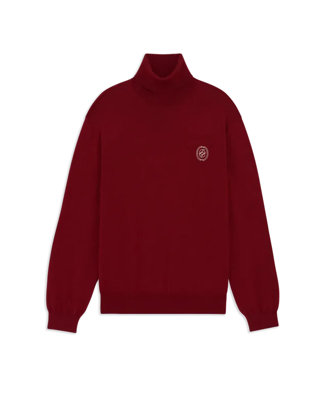 Drôle De Monsieur D Mirror Rollkragenpullover Wolle Bordeaux