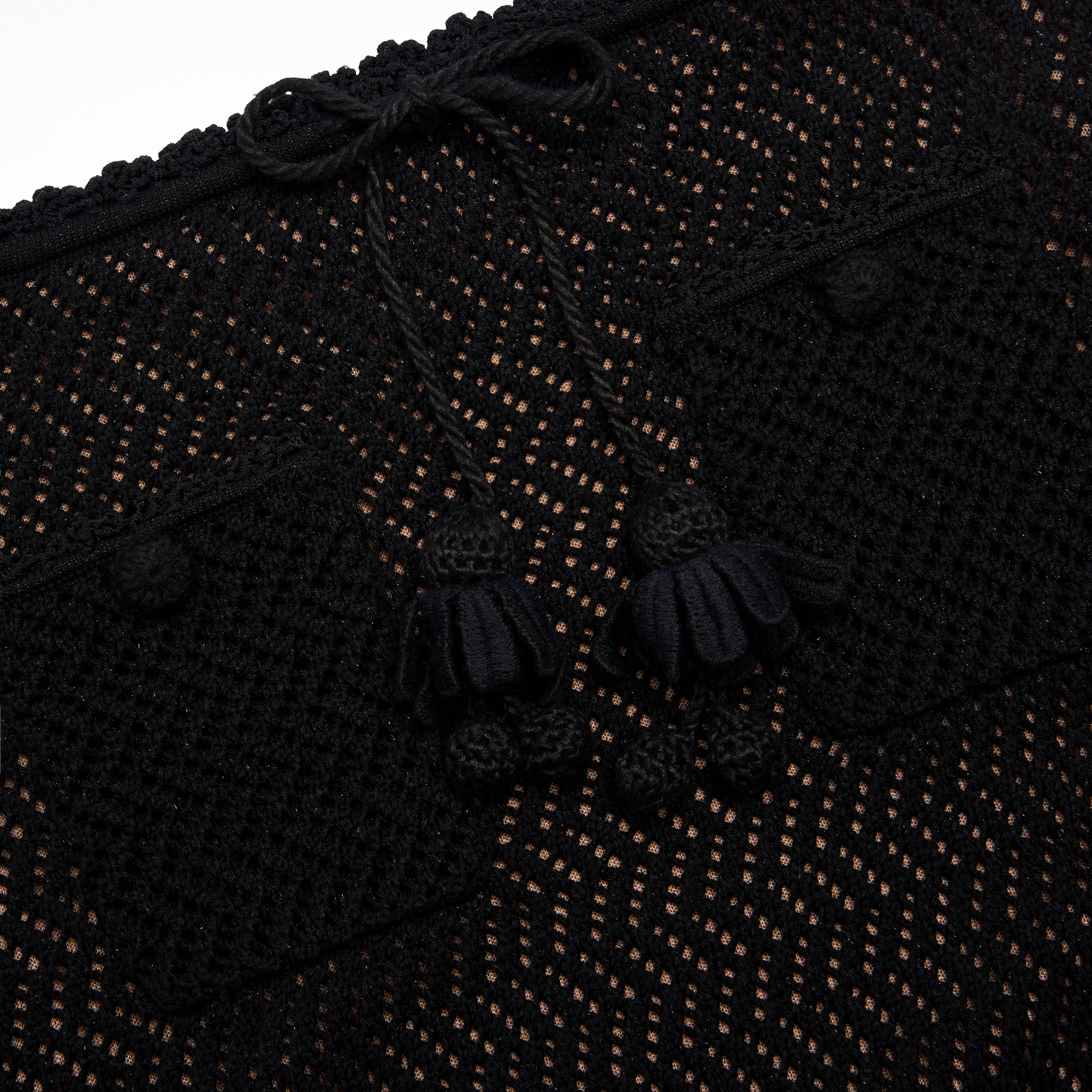 Self Portrait Black Crochet Knit Midi Skirt Strickrock schwarz