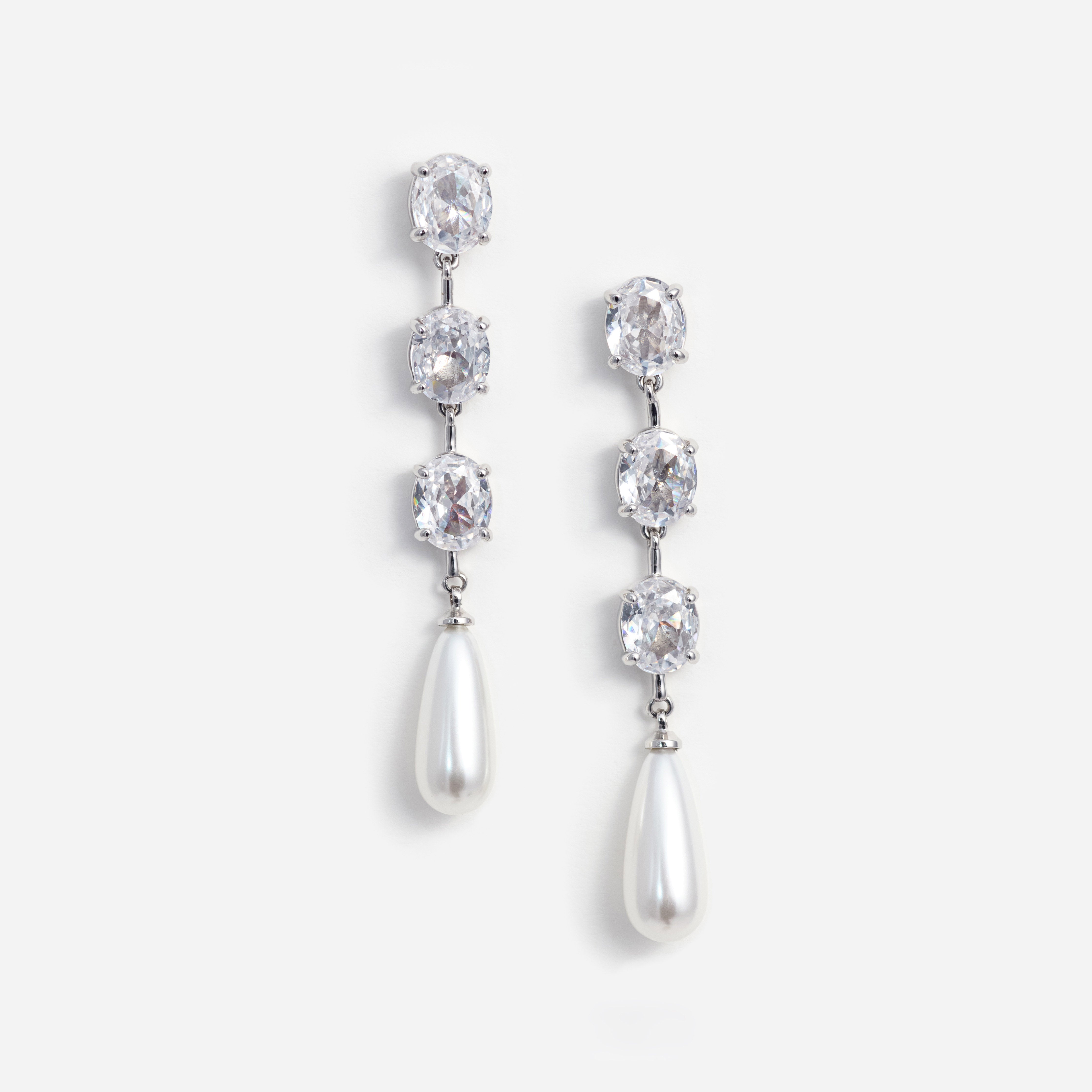 Self Portrait Jewellery Tiered Crystal Ohrringe Silber One Size