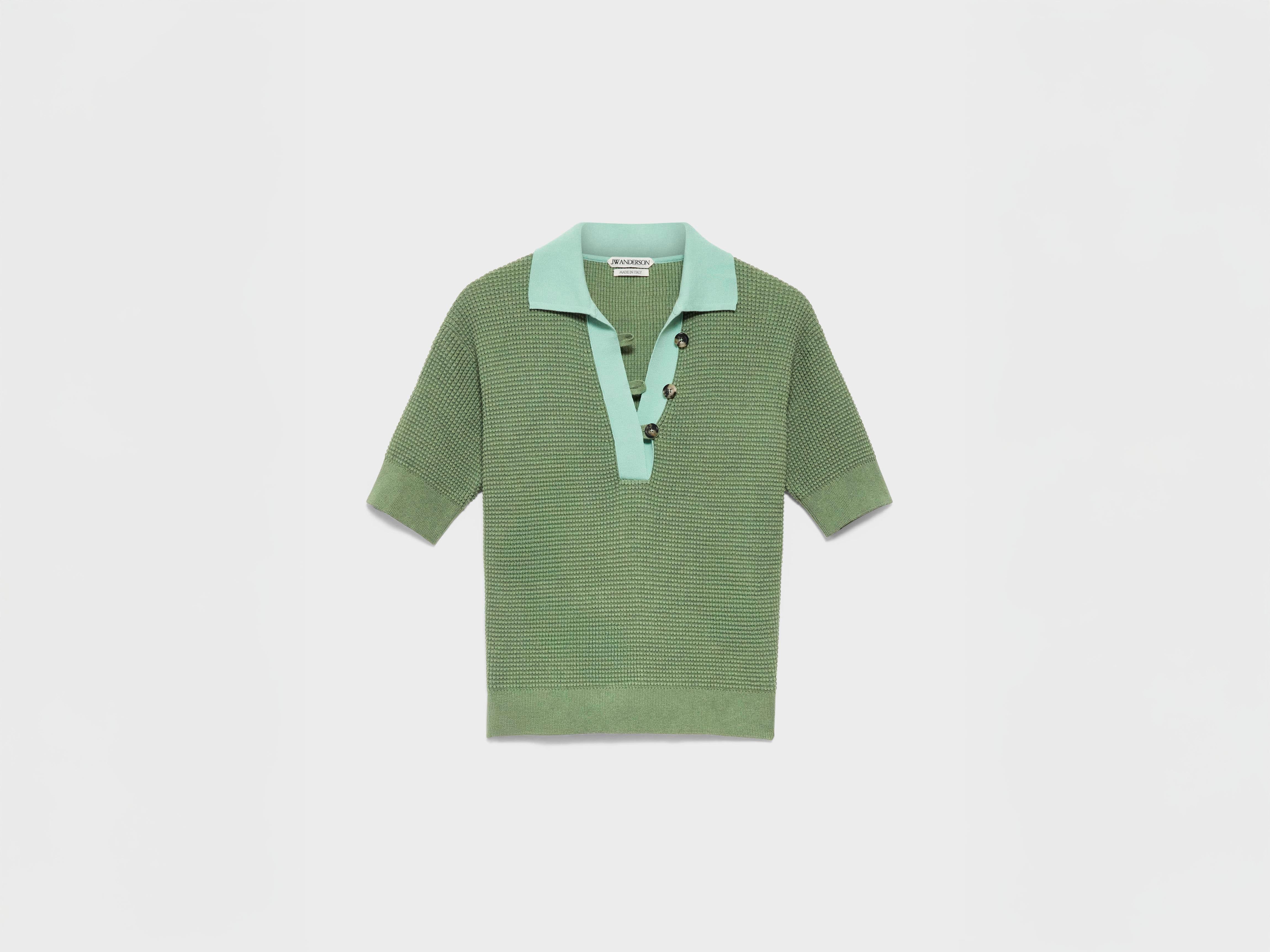 J.W.Anderson Knitted Polo Top mint Waffelstrick