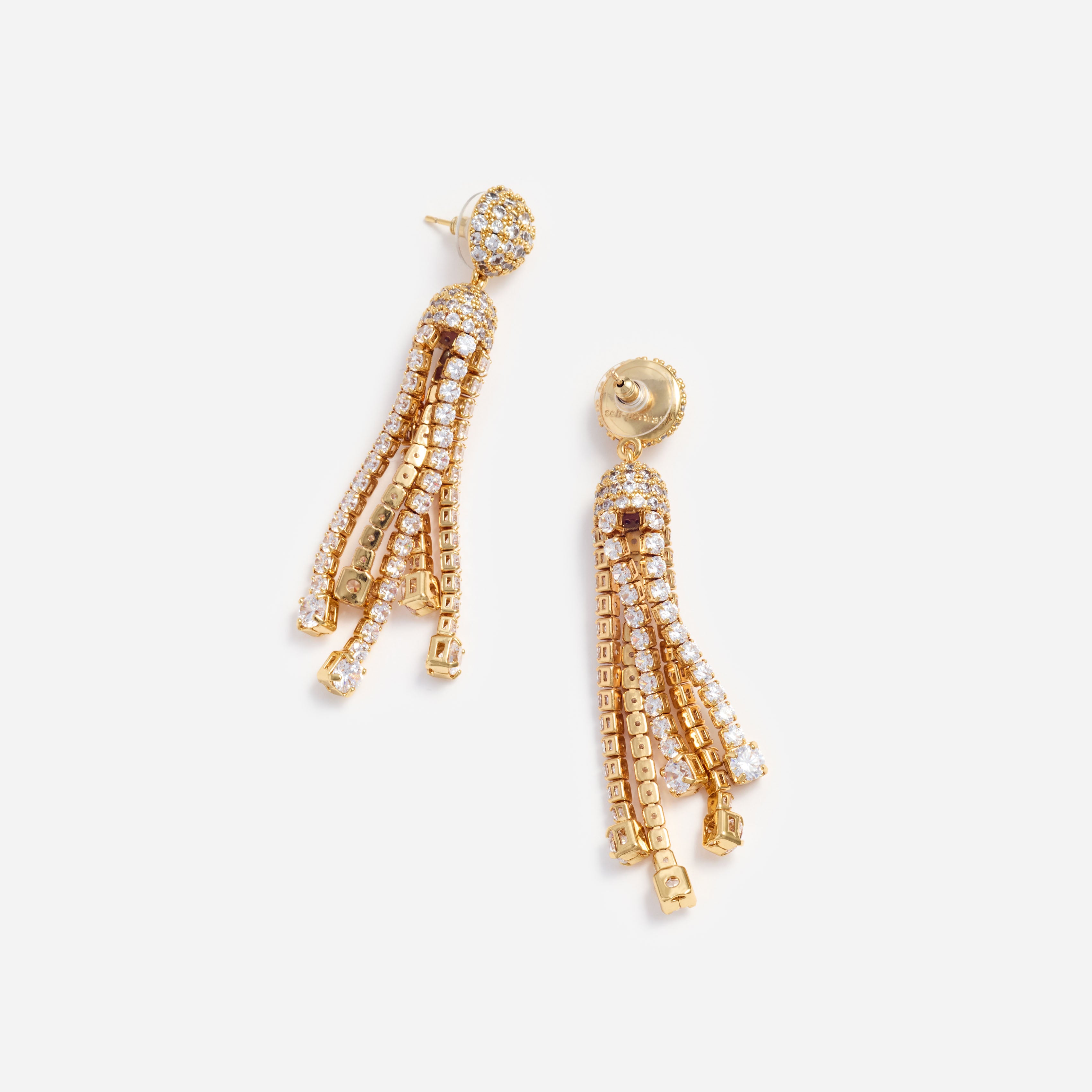Self Portrait Ohrringe Gold Kristall Cluster Lang Tiered