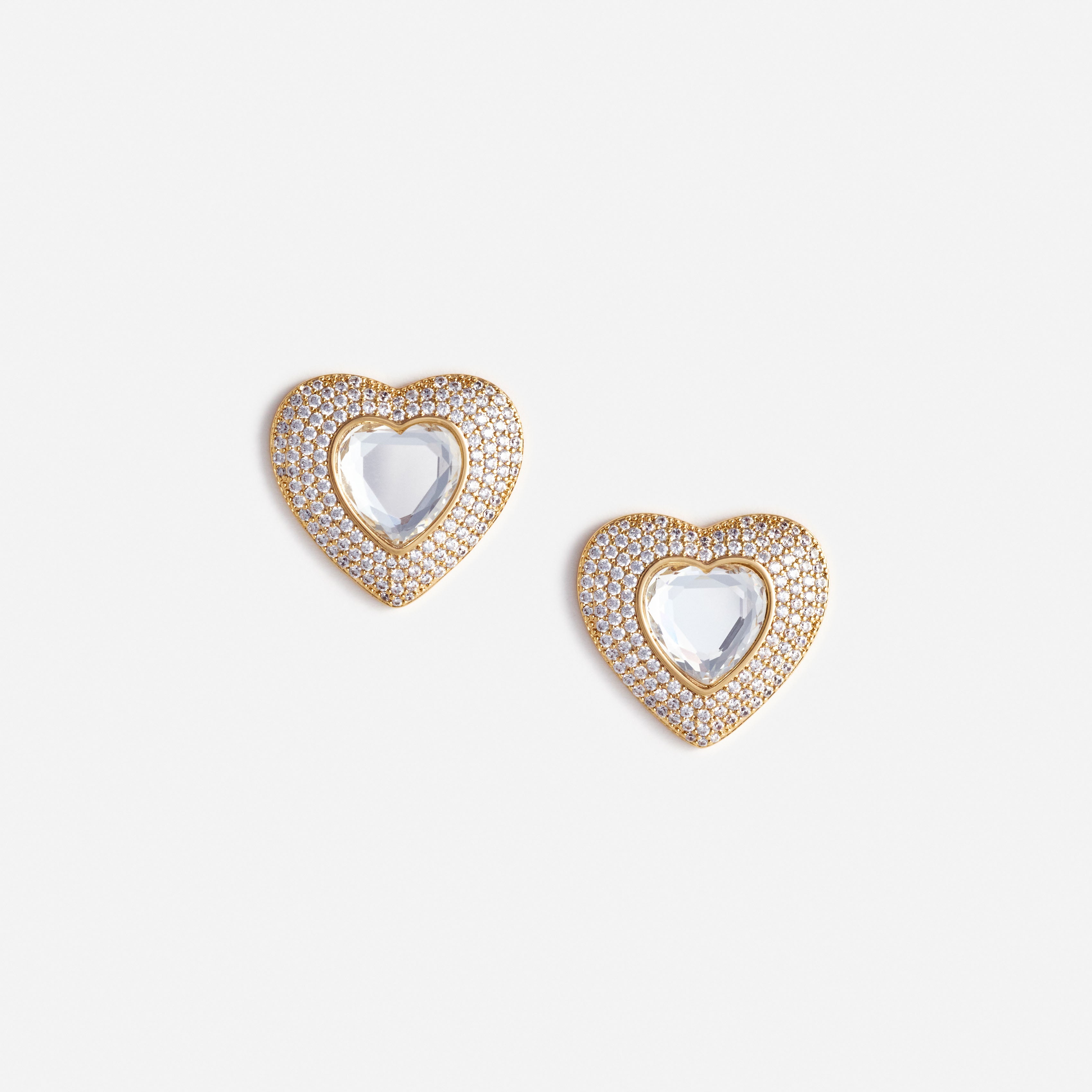 Self Portrait Jewellery Gold Crystal Heart Ohrstecker gold