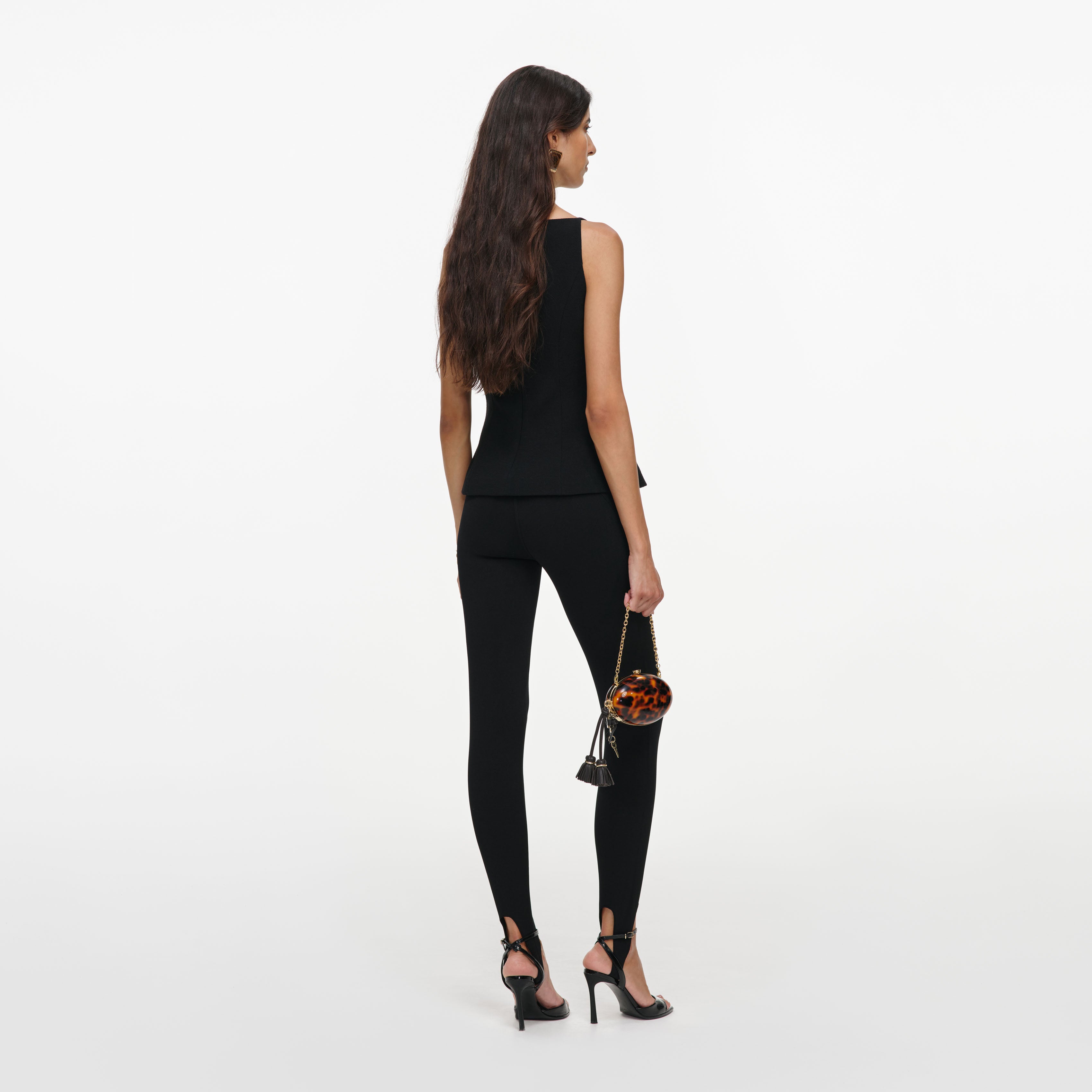 Self Portrait Black Wool Crepe Top Schwarz Wolle UK 6