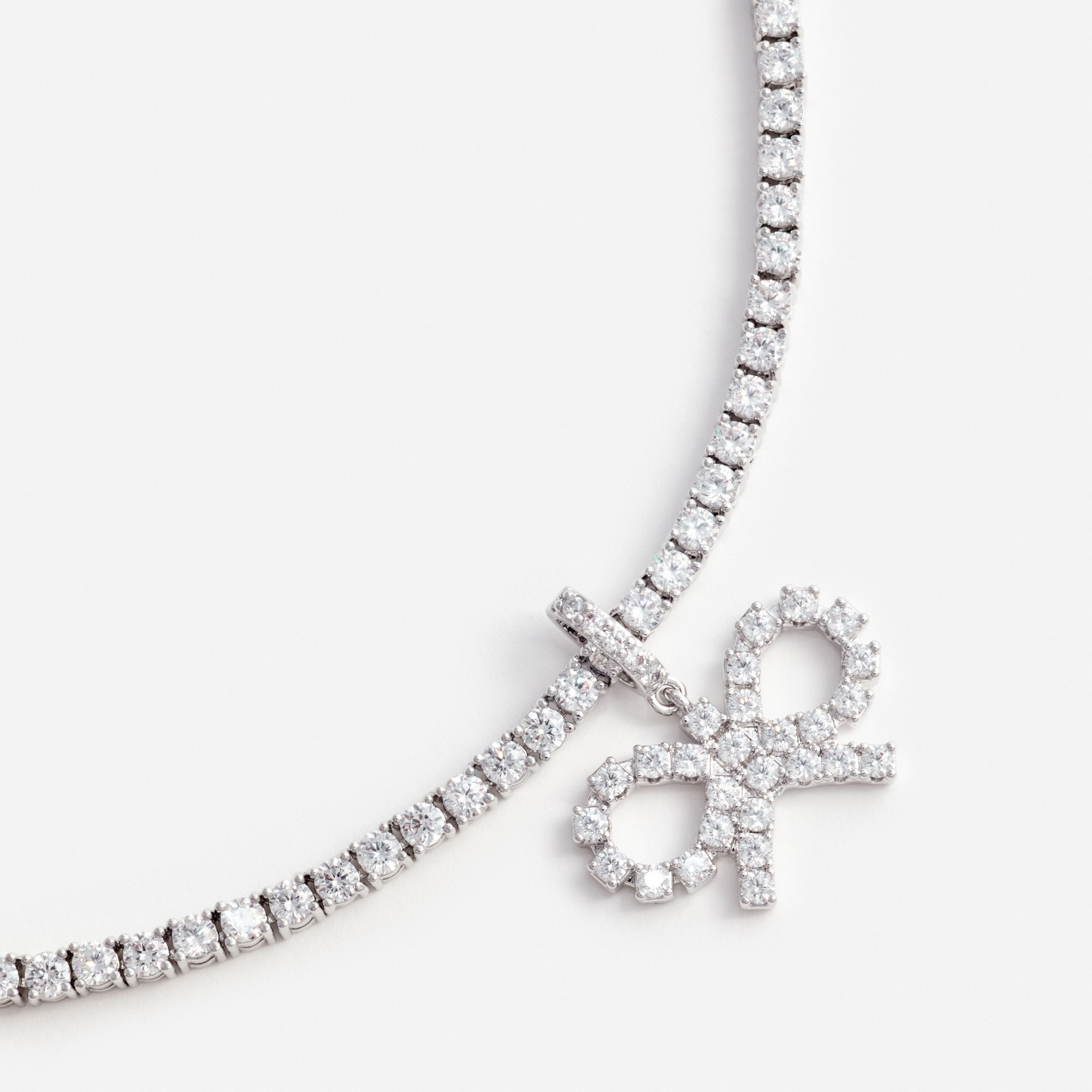 Self-Portrait Jewellery Crystal Bow Tennis Halskette Silber One Size
