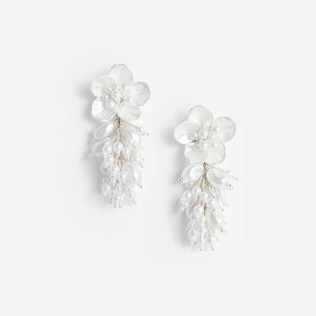 Self Portrait Jewellery Pearl Flower Ohrringe Creme One Size