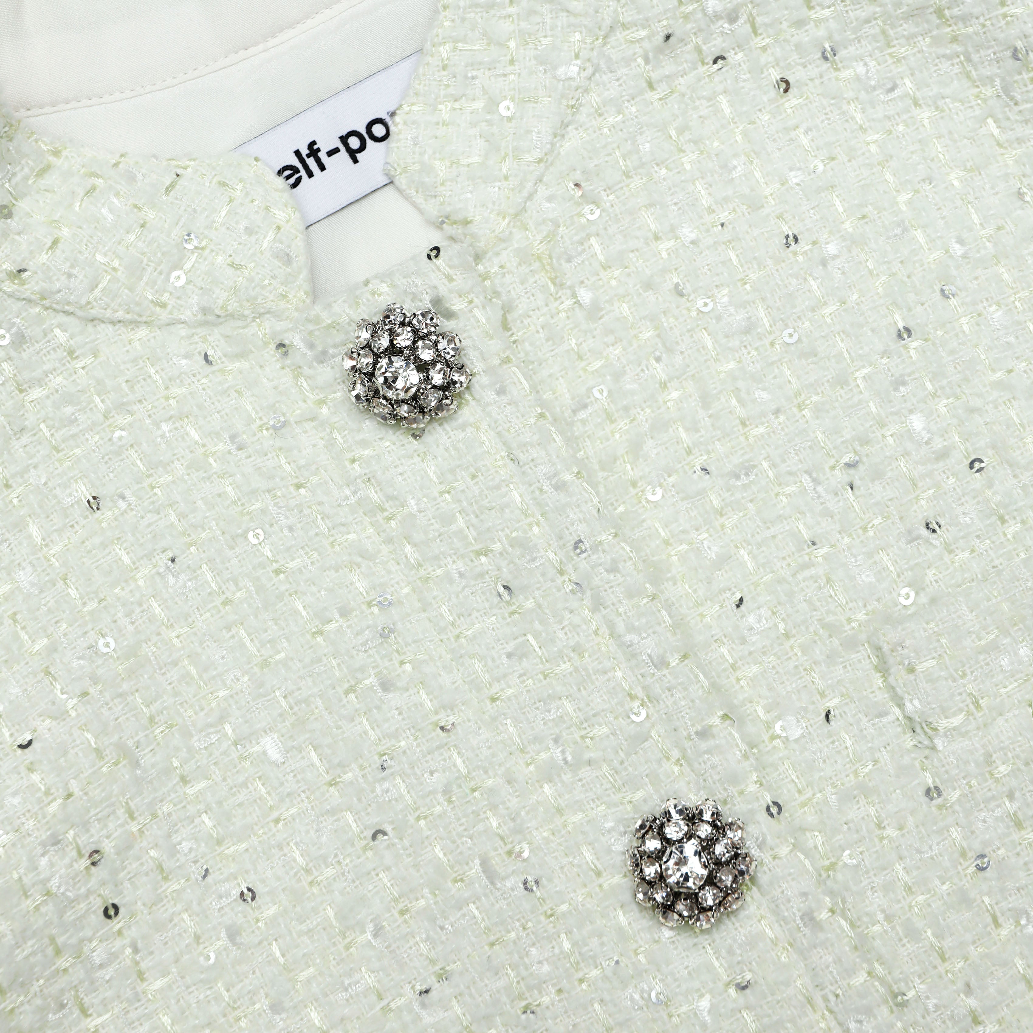 Self Portrait Lime Boucle Top Damen Top Grün UK 8 Bouclé