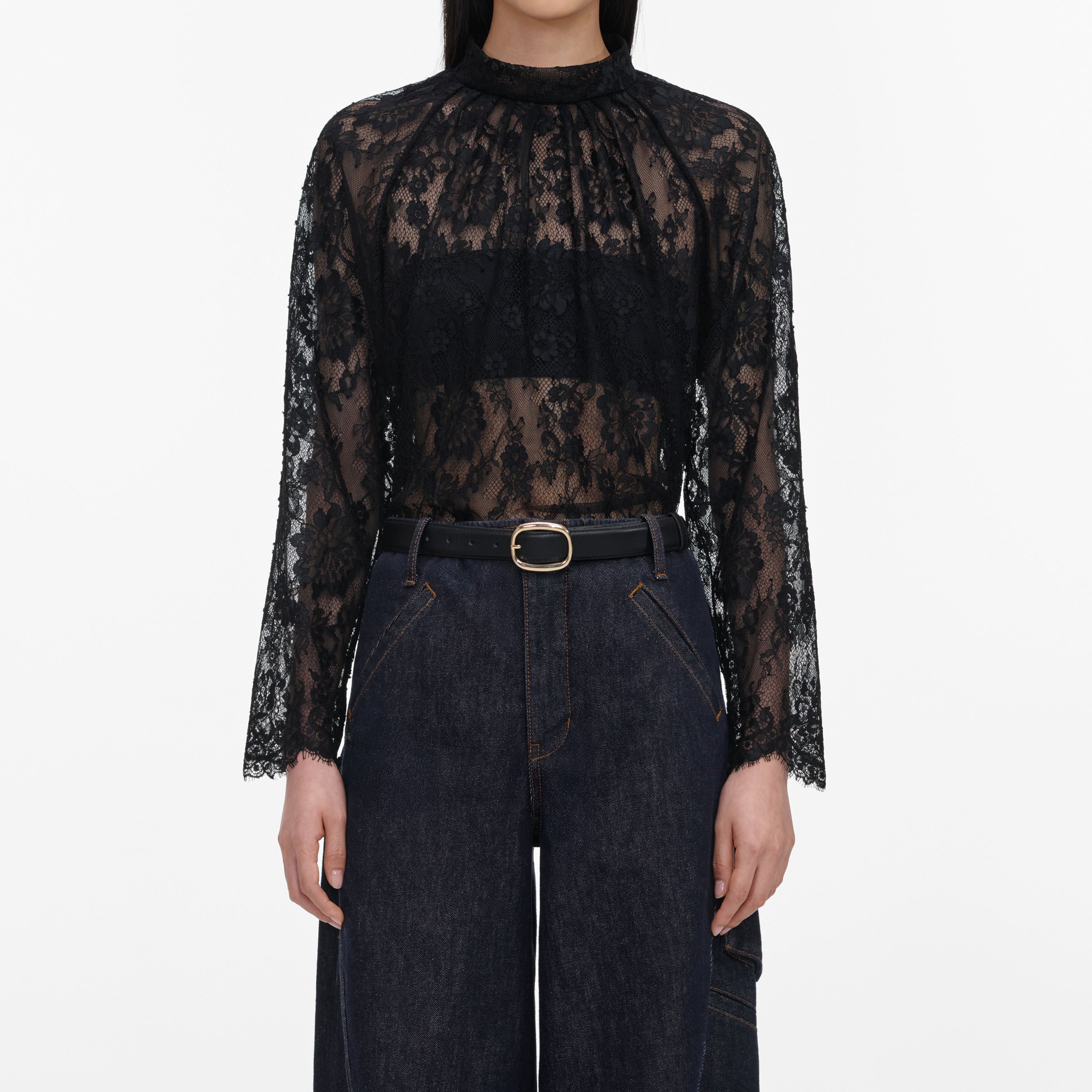Self Portrait Tops Black Lace Blouse Bluse schwarz