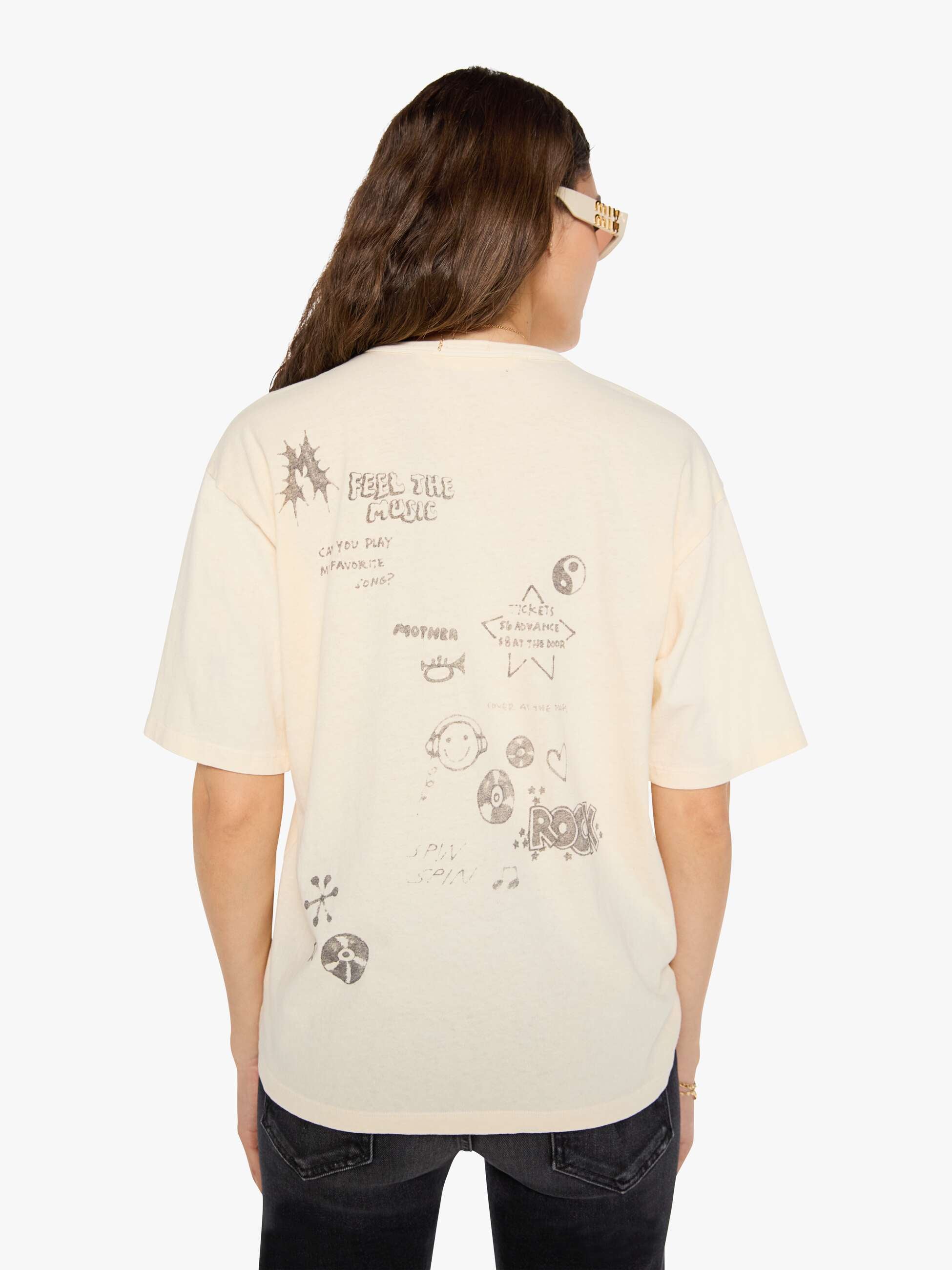 Mother The Sleep-Over T-Shirt Scribble Baumwolle Creme