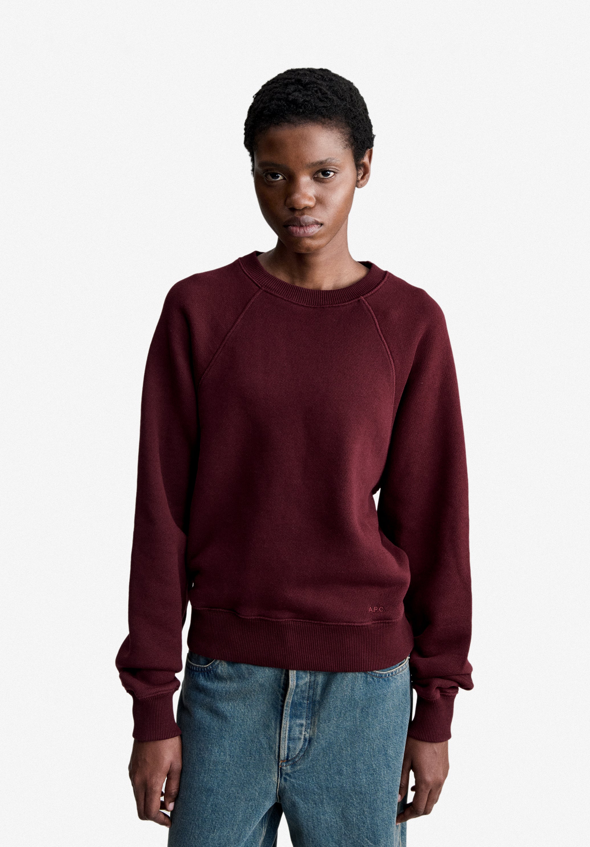 A.P.C. Sweatshirt Raglan Kapuzenpullover Bordeaux M