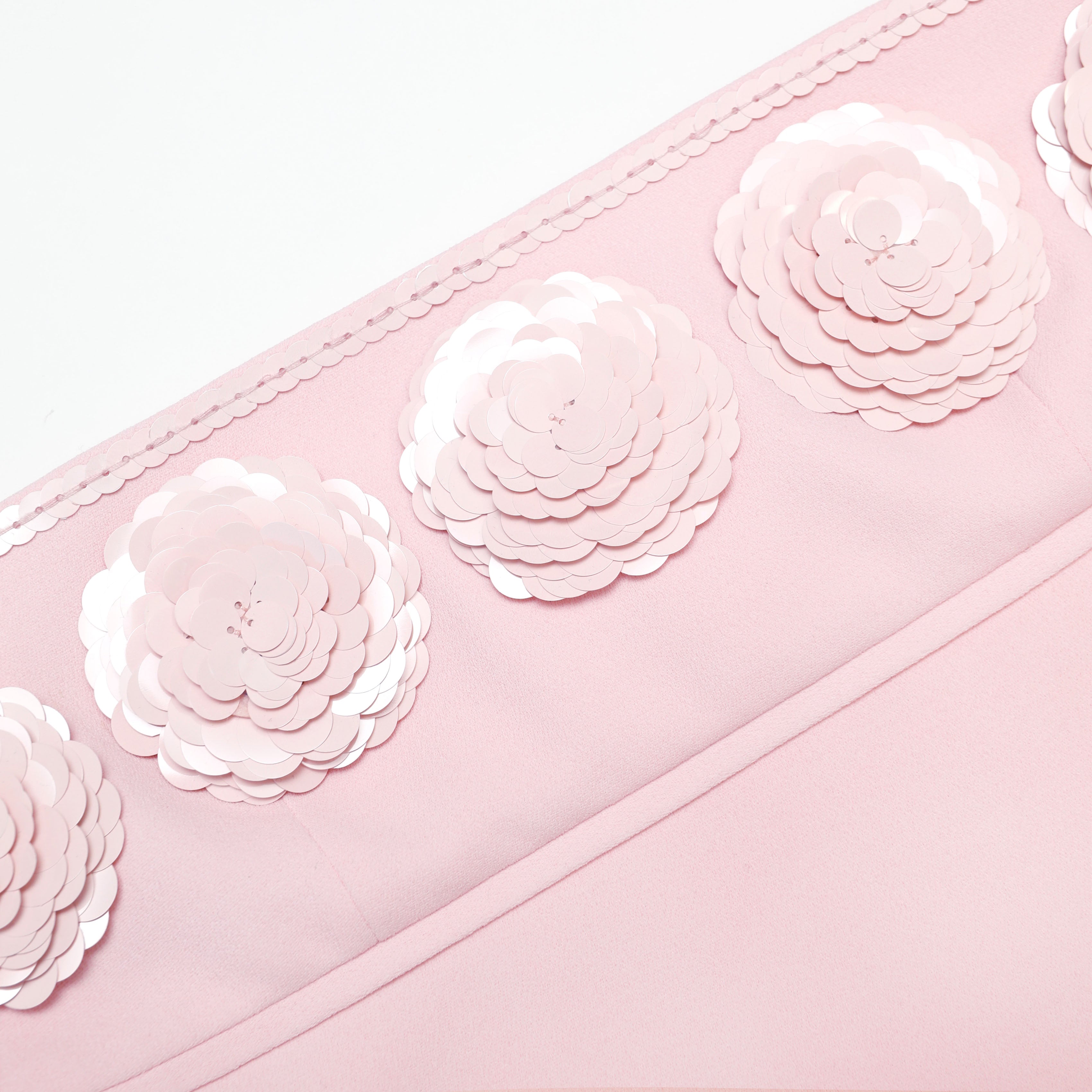 Self Portrait Pink 3D Sequin Flower Minikleid rosa Crepe Pailletten