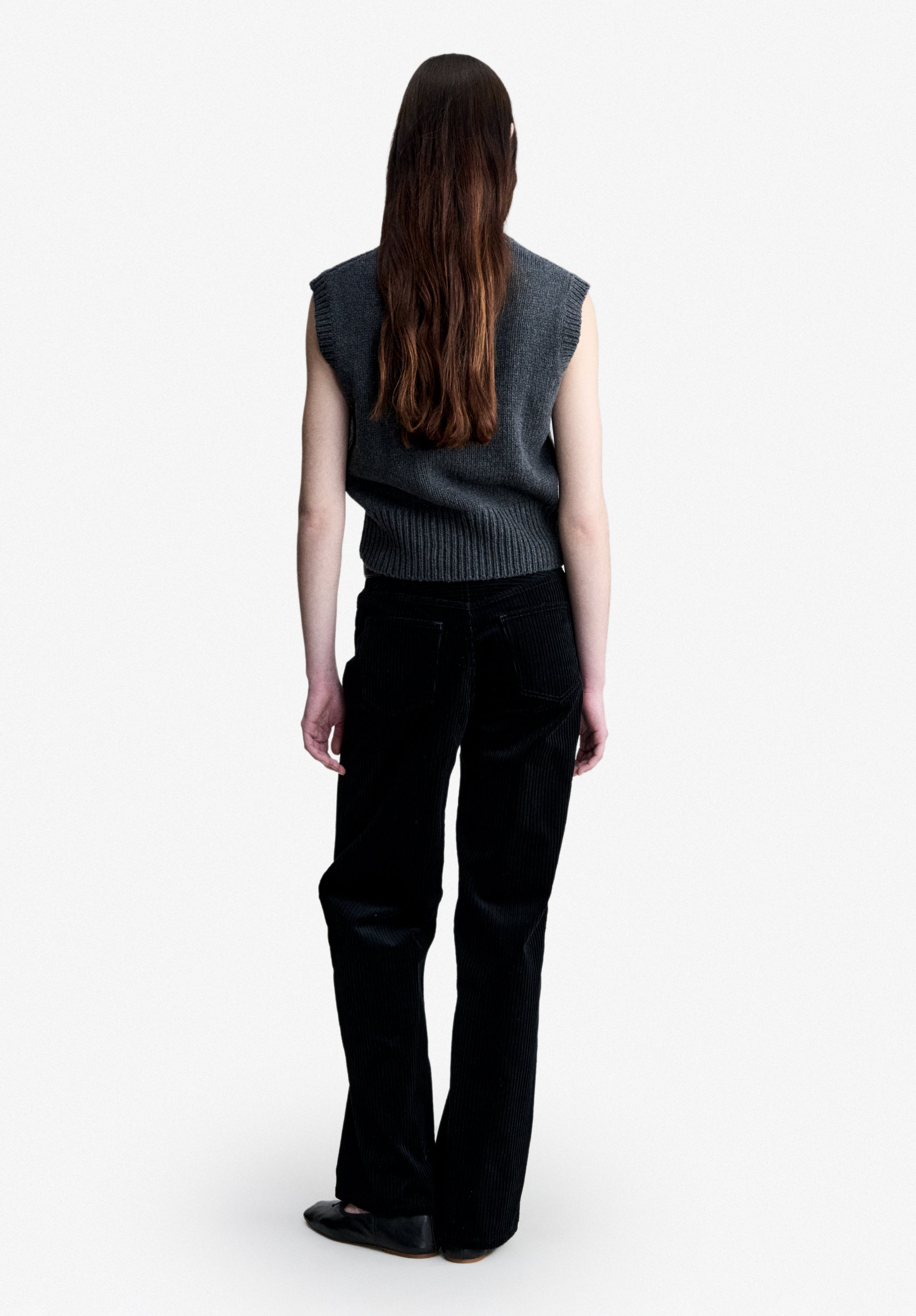 A.P.C. Wollpullover ärmellos anthrazit recycelte Wolle