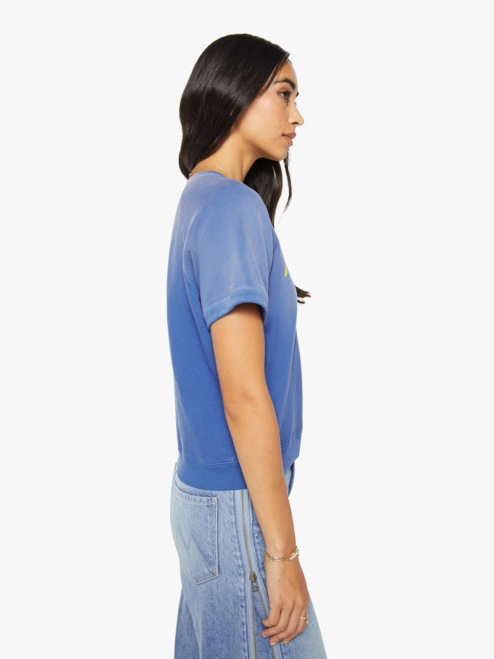 MOTHER Concert Sweatshirt Swirl Blau Kurzarm