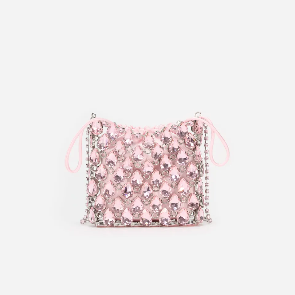Self Portrait Pink Crystal Chainmail Mini Tasche Pink