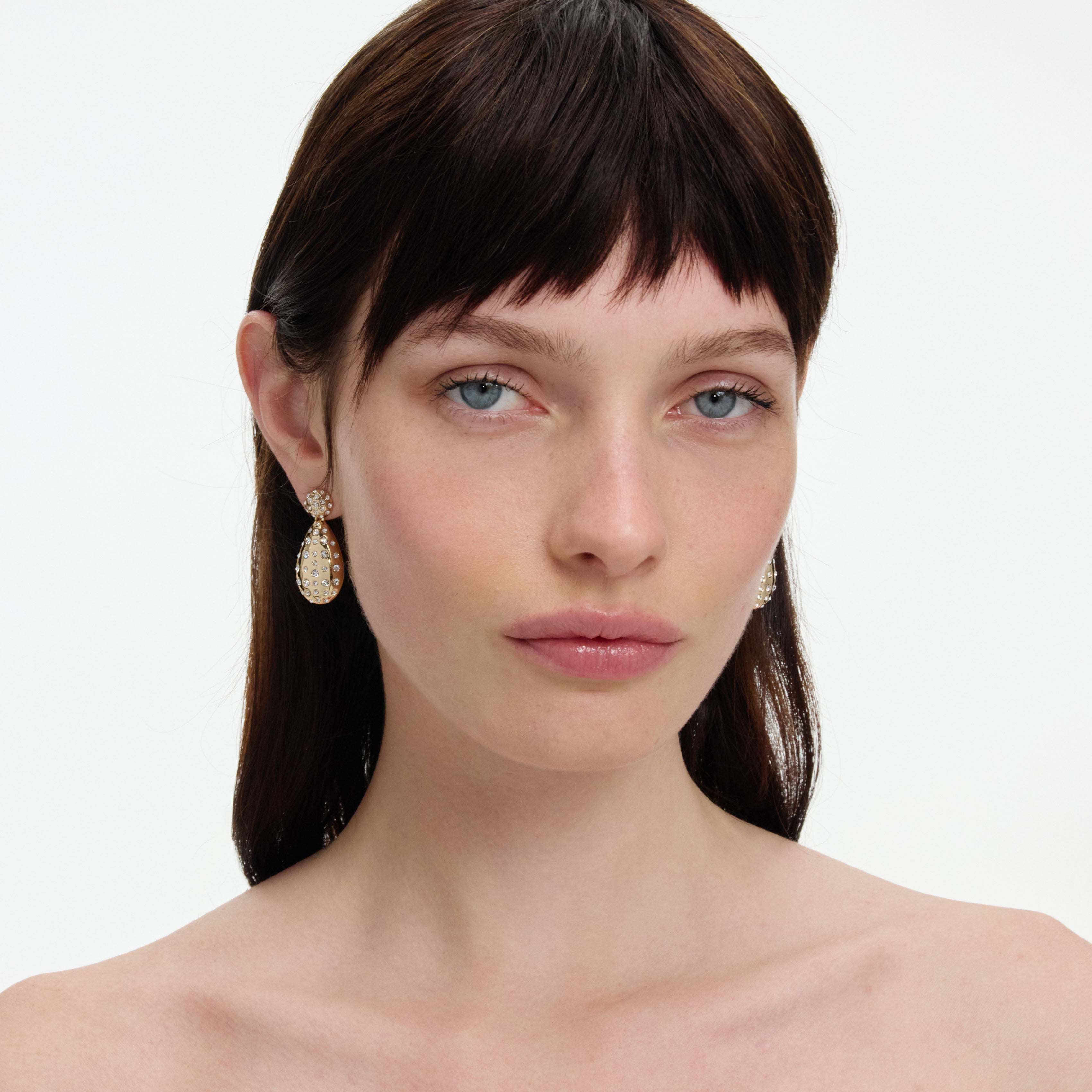 Self Portrait Gold Crystal Drop Earrings Ohrringe gold