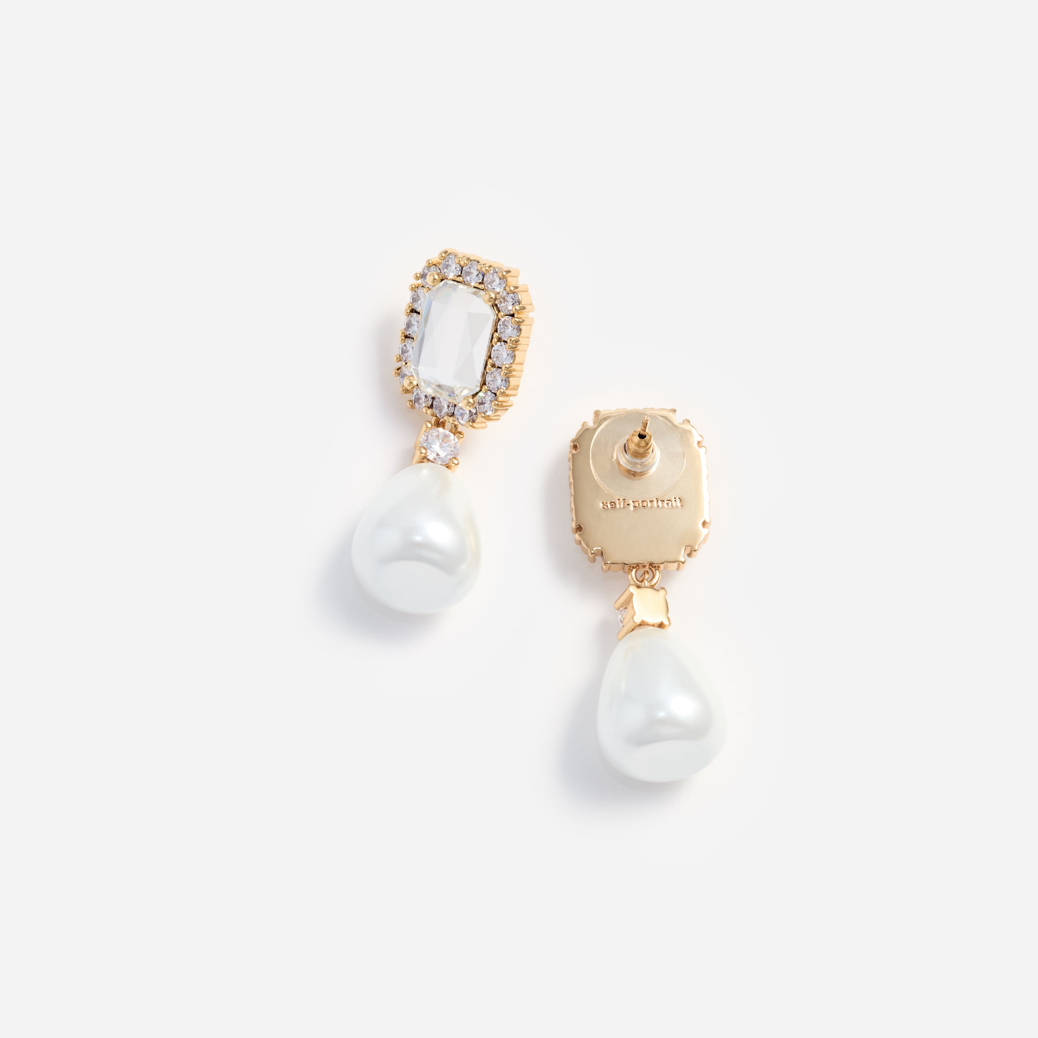 Self Portrait Crystal Pearl Drop Ohrringe Gold One Size Perle