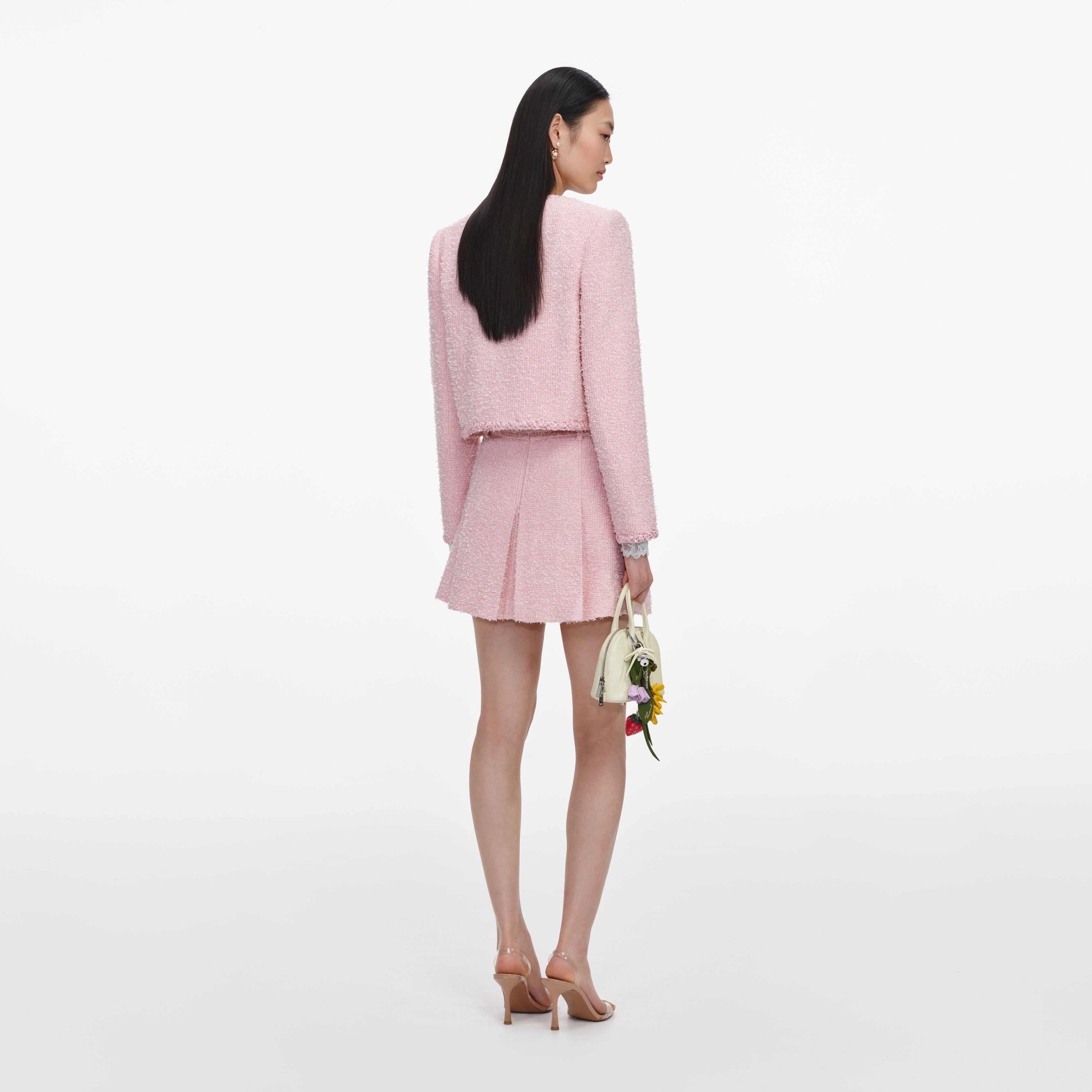 Self Portrait Pink Boucle Jacke Rosa Boxy Gr. UK 6