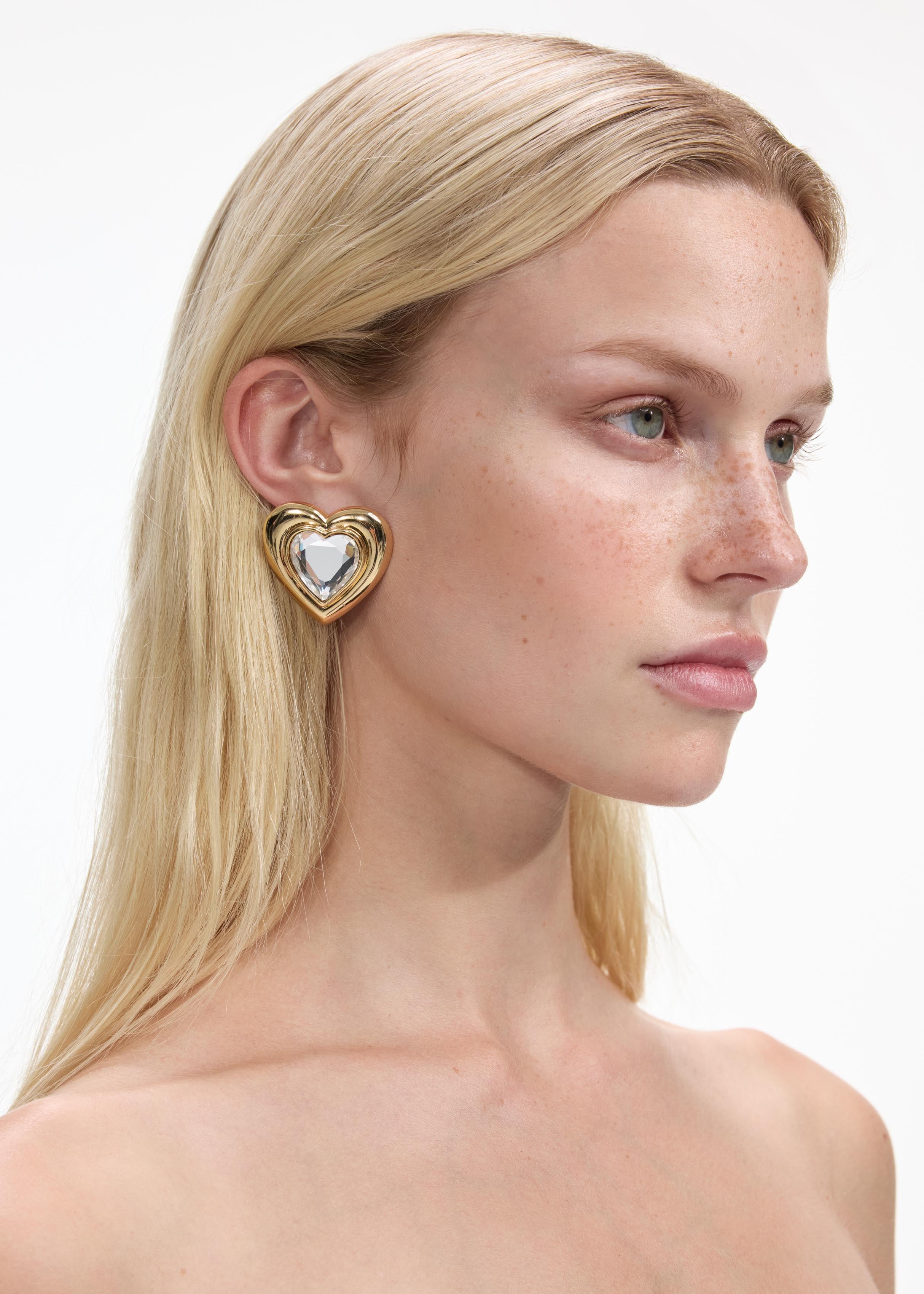 Self Portrait Gold Crystal Heart Ohrringe Gold Herz
