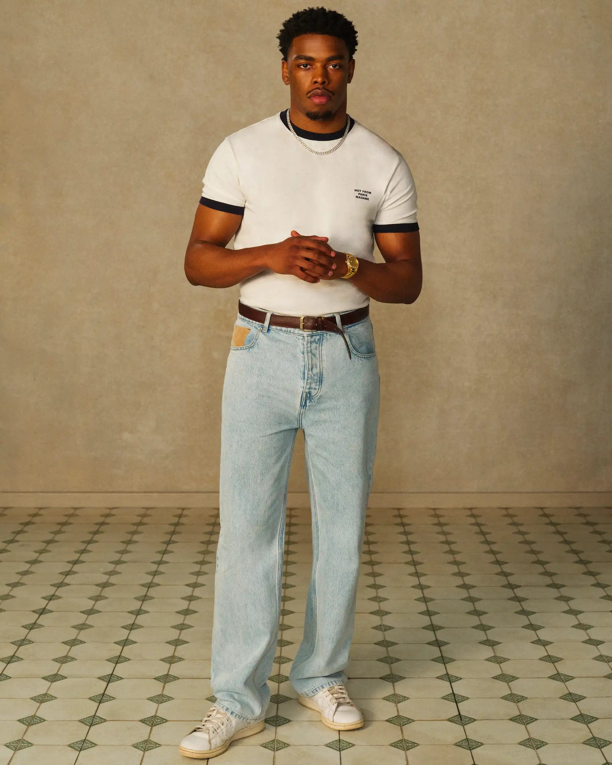 Drôle de Monsieur Slogan T-Shirt Off-White Slim Fit