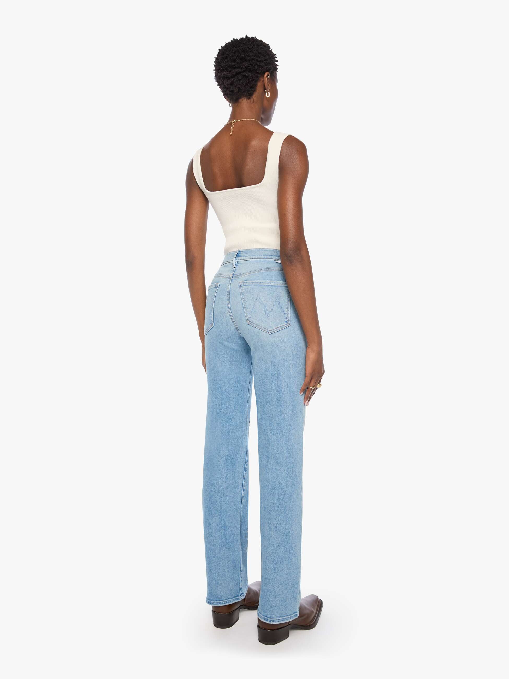 Mother The Kick It Shooting Stars Straight Jeans Strass