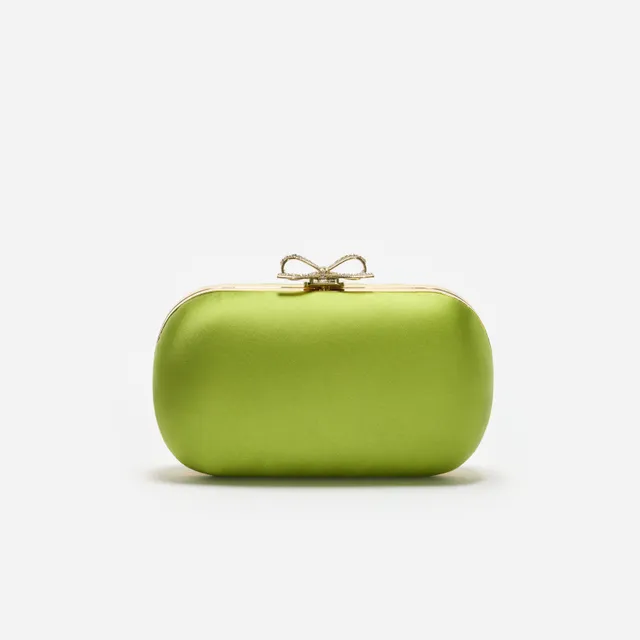Self Portrait Green Satin Clutch Tasche Grün Mini