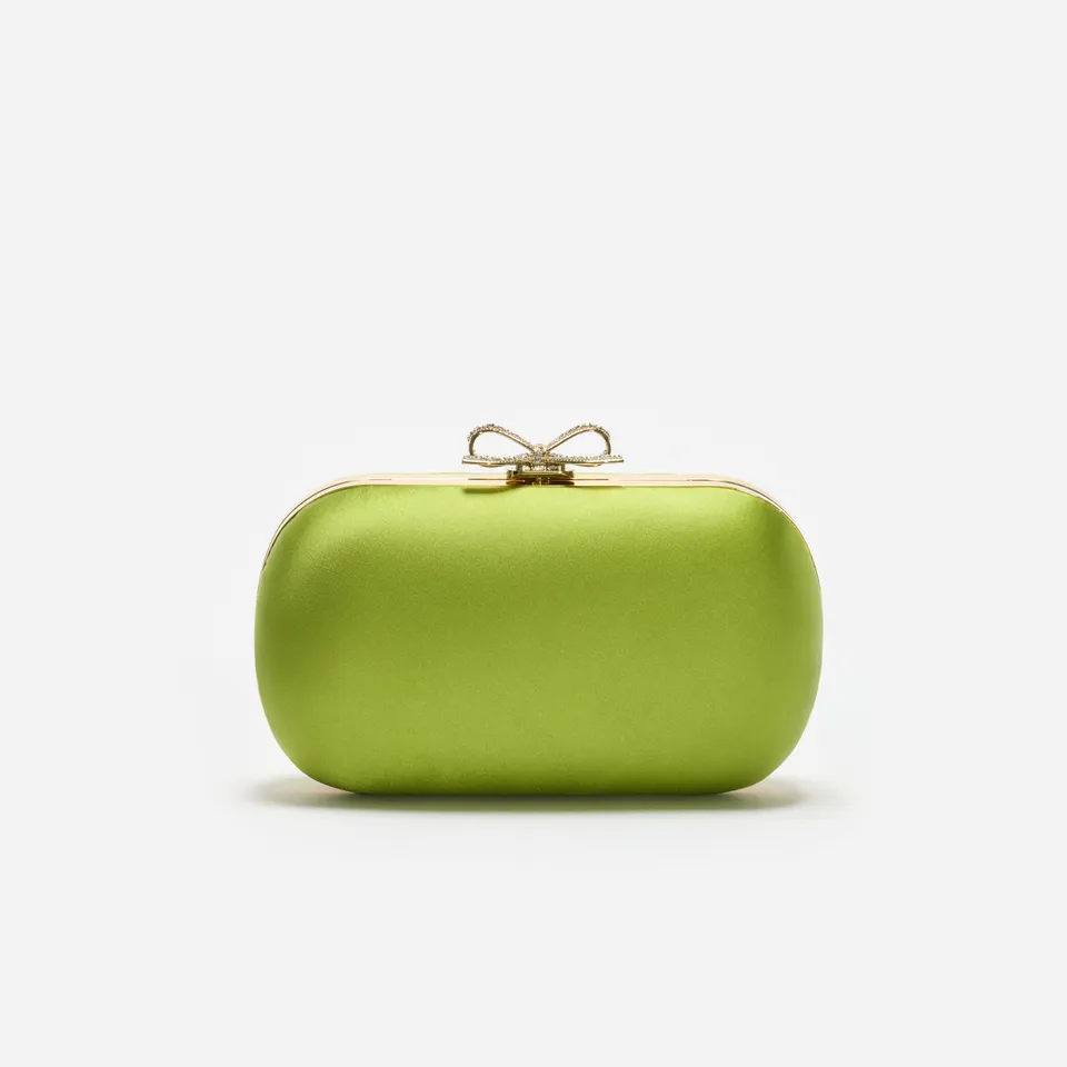 Self Portrait Green Satin Clutch Tasche Grün Mini
