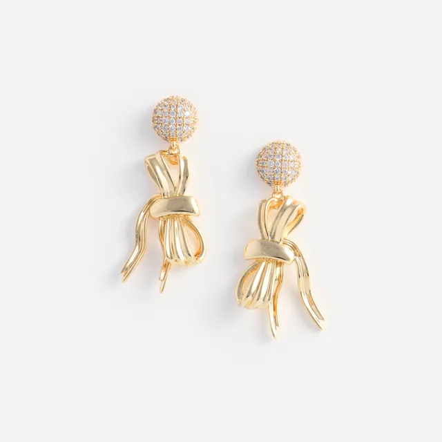Self Portrait Jewellery Gold Crystal Bow Ohrringe Gold One Size Perle