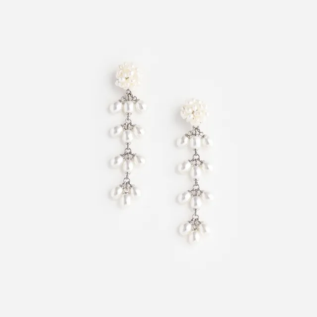 Self Portrait Pearl Cluster Dangle Ohrringe Creme