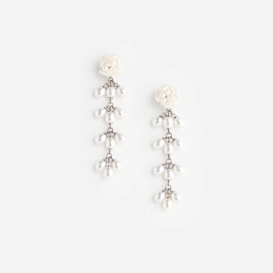 Self Portrait Pearl Cluster Dangle Ohrringe Creme