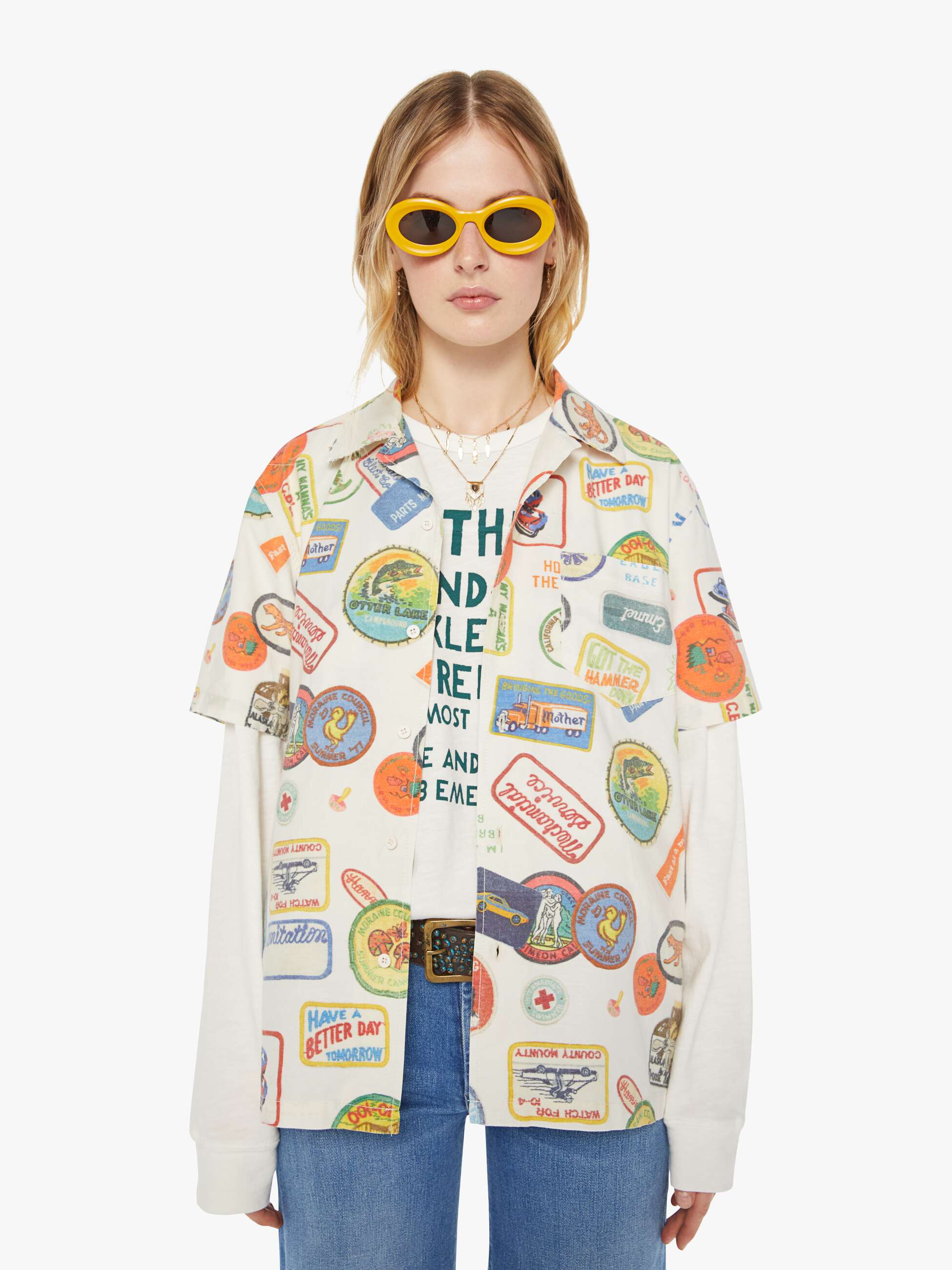 Mother The Hooky Badge Of Honor Hemd off-white Baumwolle