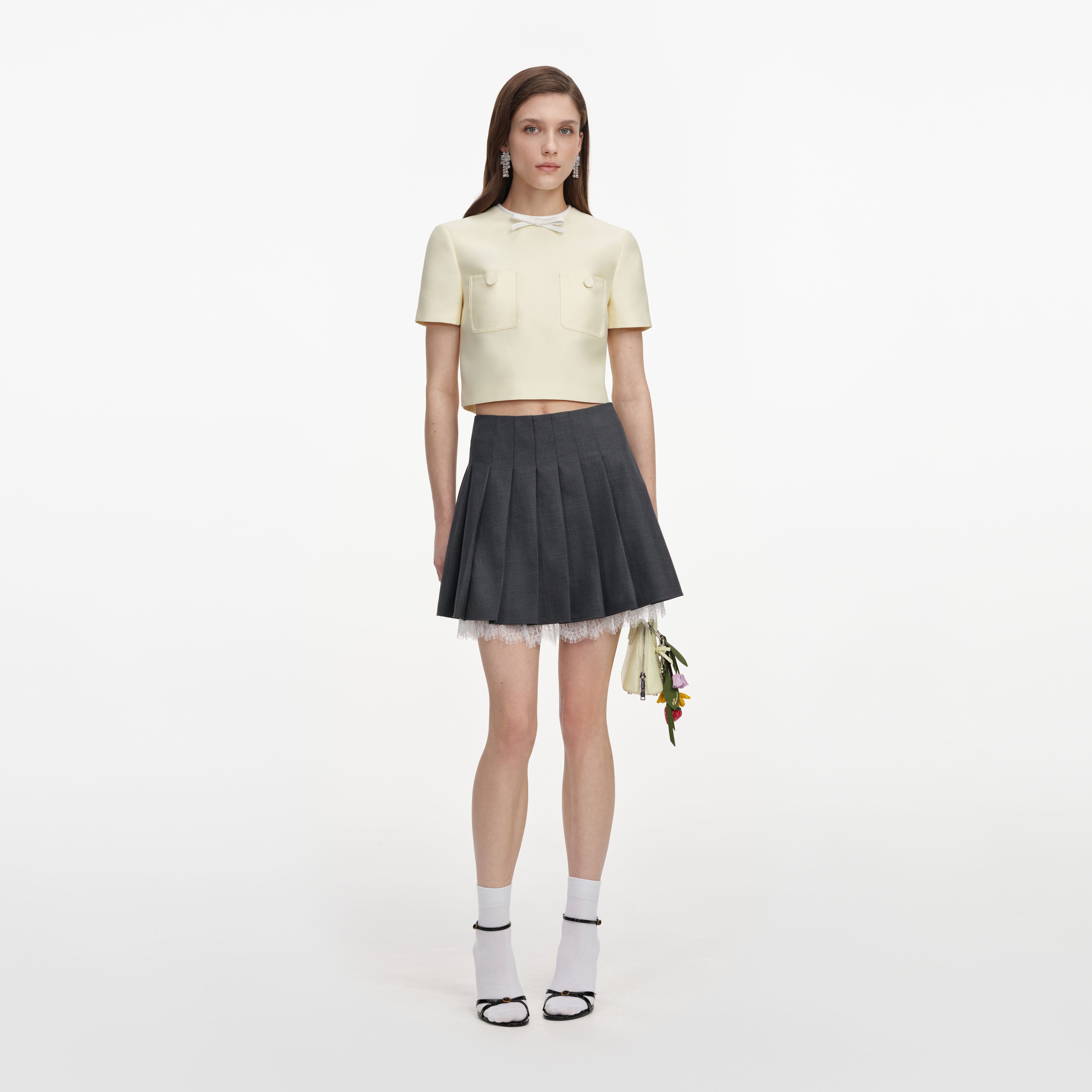 Self Portrait Yellow Taffeta Top UK 8 gelb mit Schleife