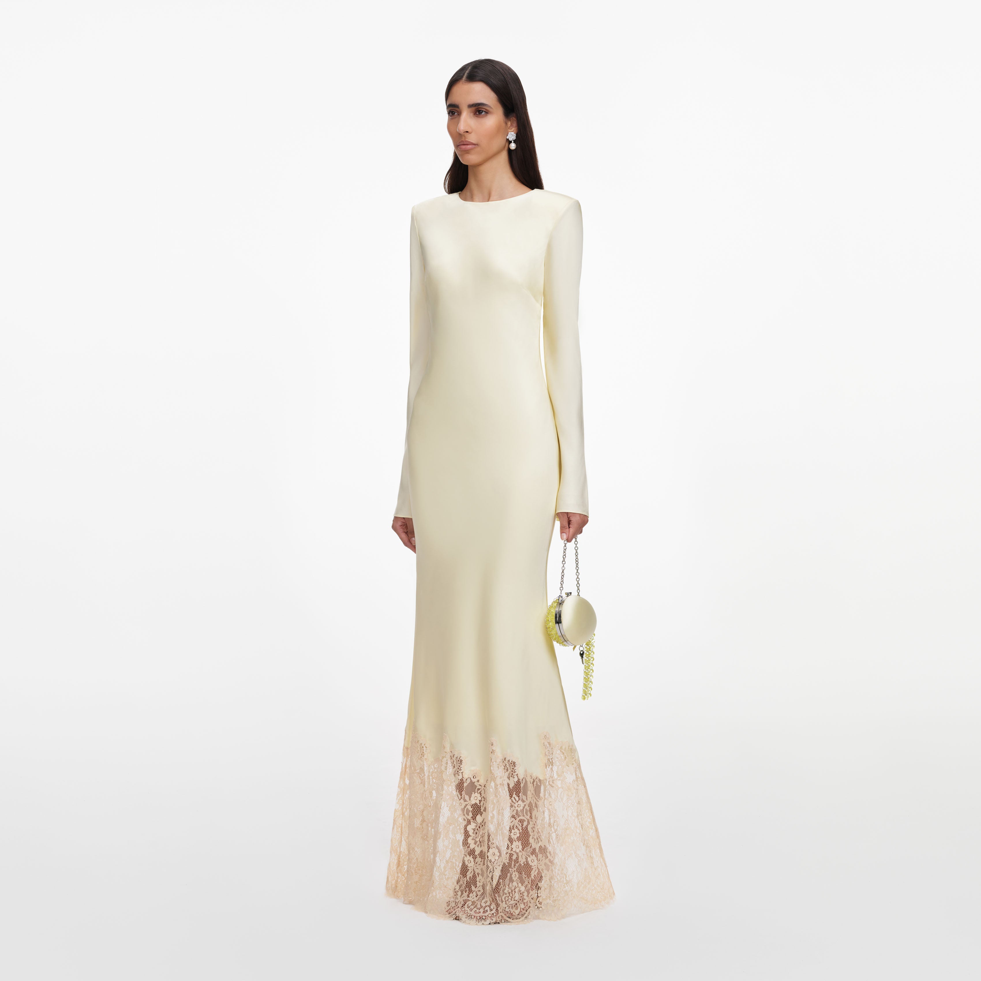 Self Portrait Yellow Viscose Lace Maxikleid Gelb UK 8 Spitze