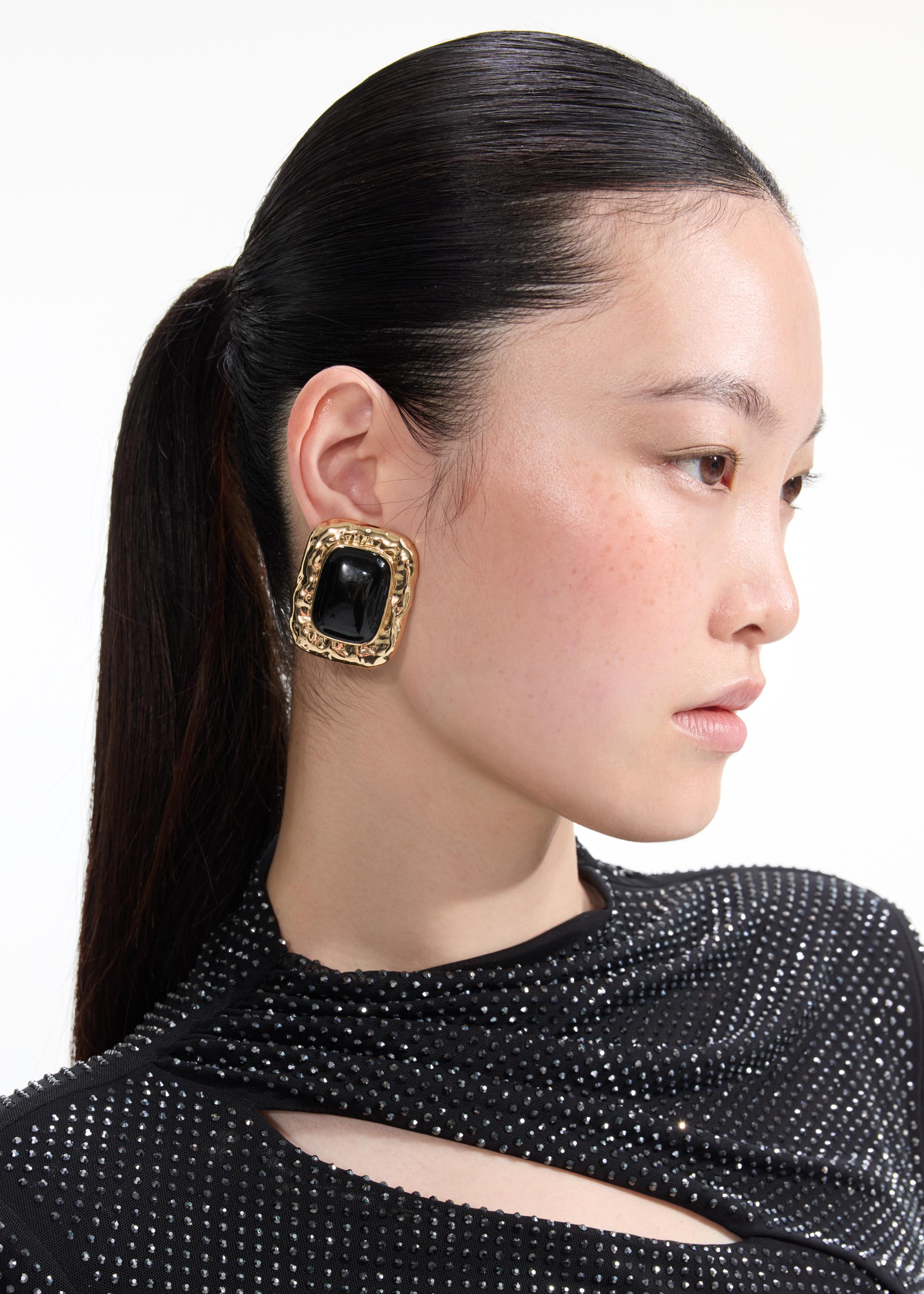 Self Portrait Mottled Gold Black Ohrringe Ohrstecker schwarz