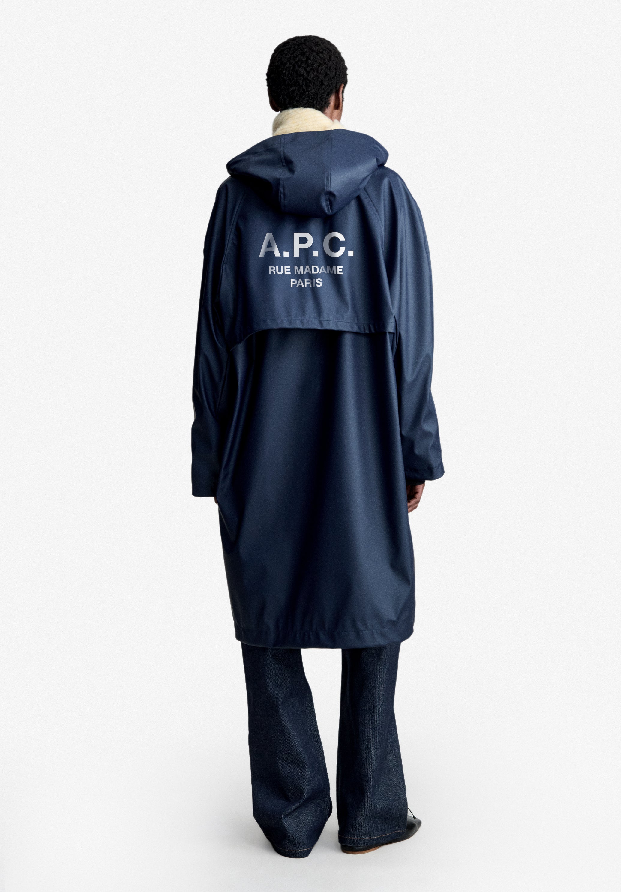 A.P.C. Parka marineblau lang weit Druckknopf
