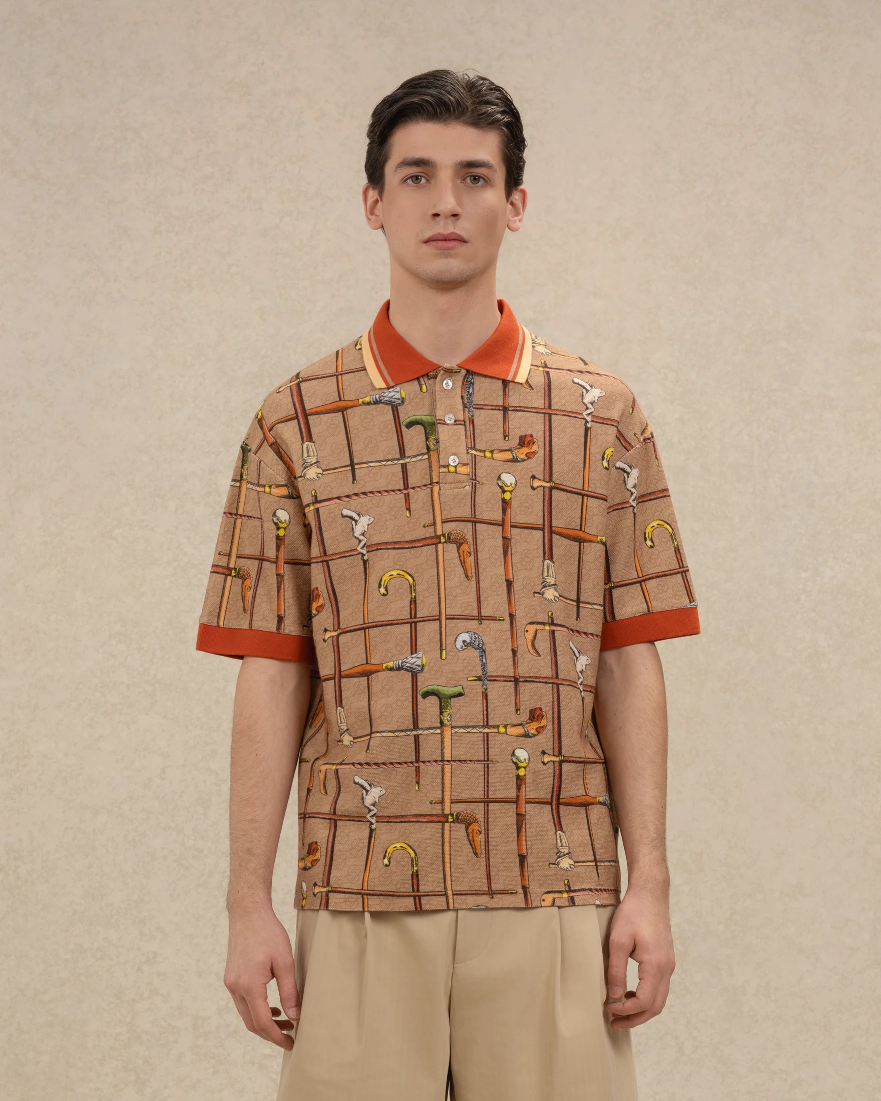 Drôle De Monsieur Polo Cannes Polo Dunkelbeige Print