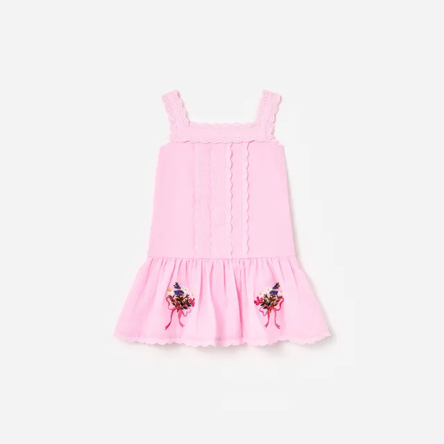 Self Portrait Kinder Kleid Rosa Blume Stickerei 5/6