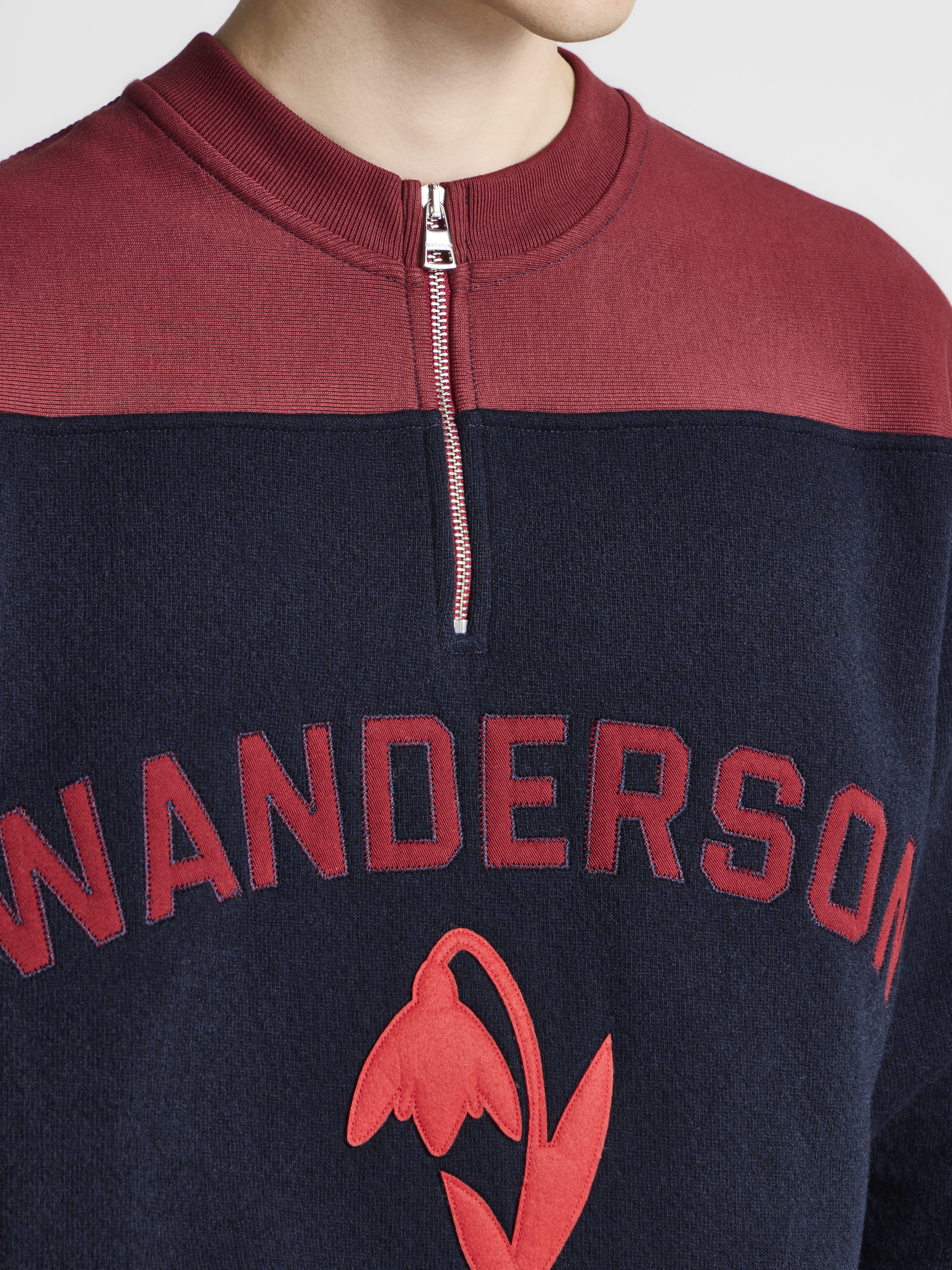 J.W.Anderson Half Zip Sweatshirt Navy Melange Herren