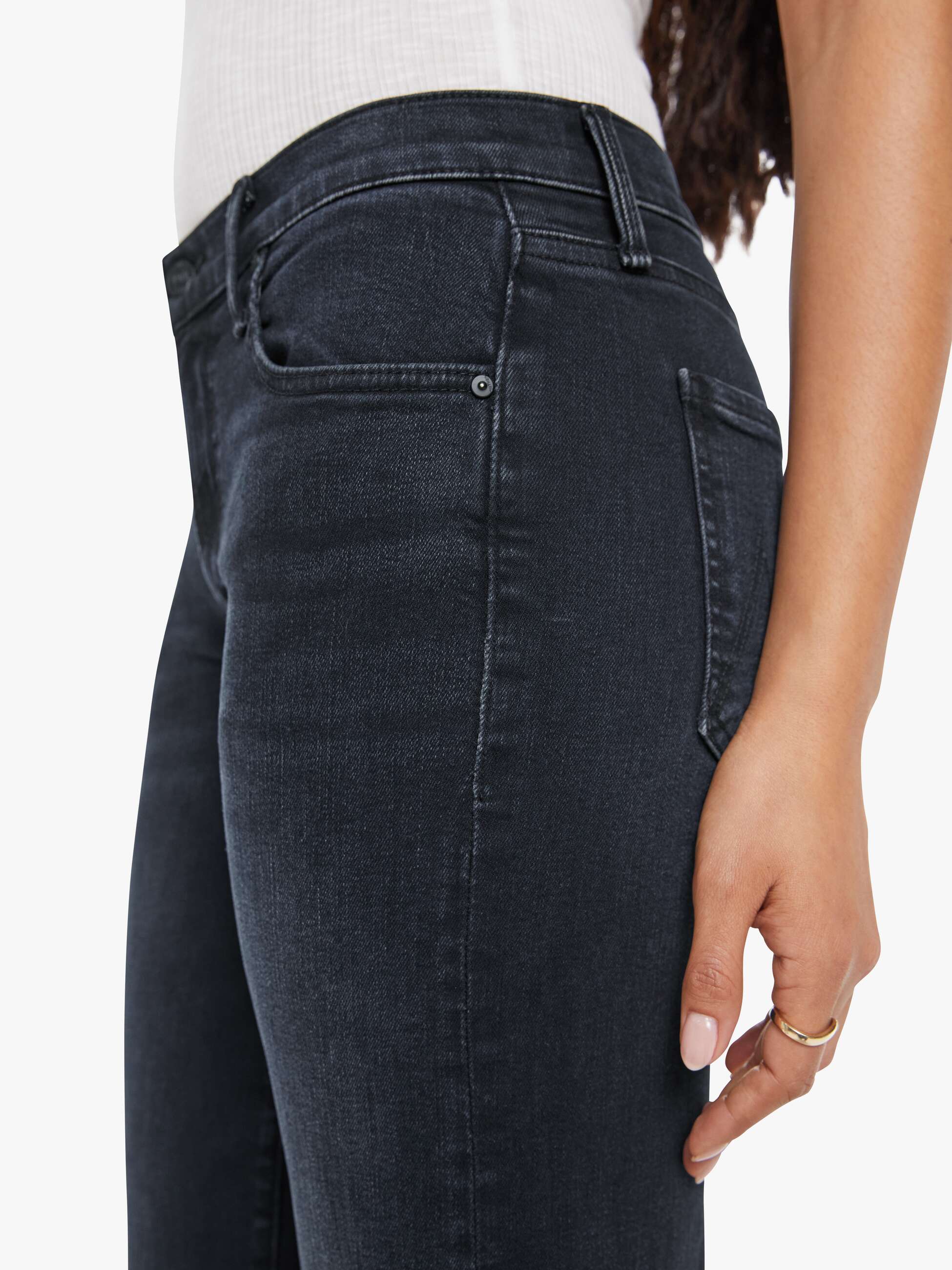 Mother Denim Lil Mid Rise Zip Rambler Jeans Dunkelblau