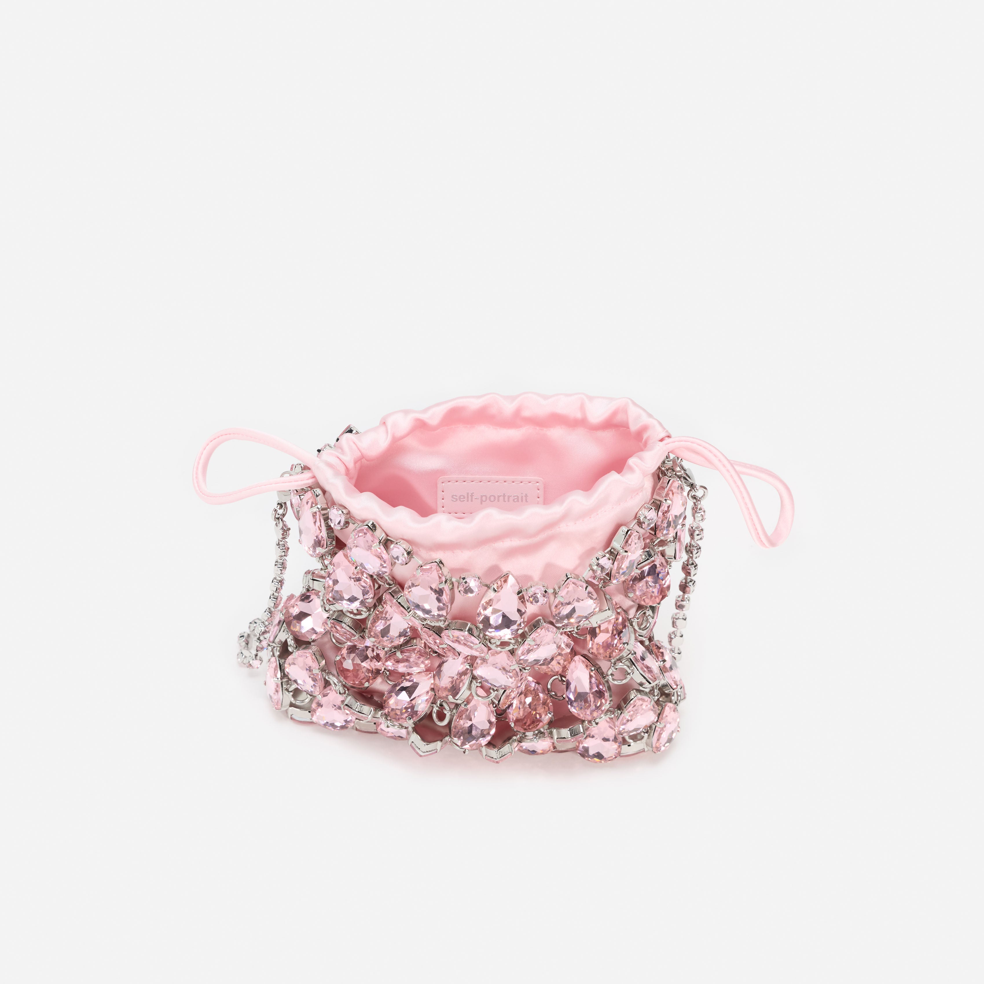 Self Portrait Pink Crystal Chainmail Mini Tasche Pink