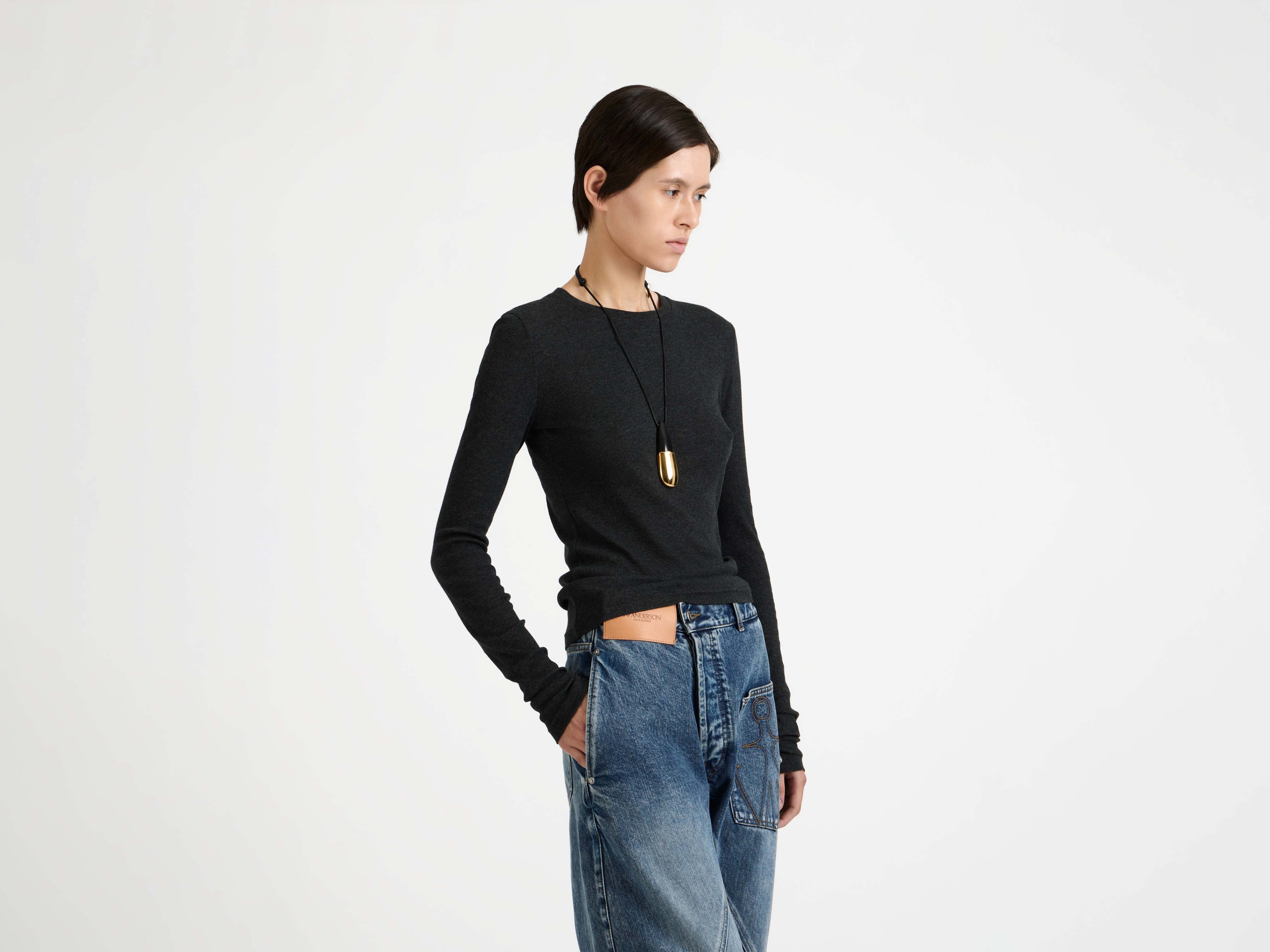 J.W.Anderson Long Sleeve Crew Top Charcoal Melange