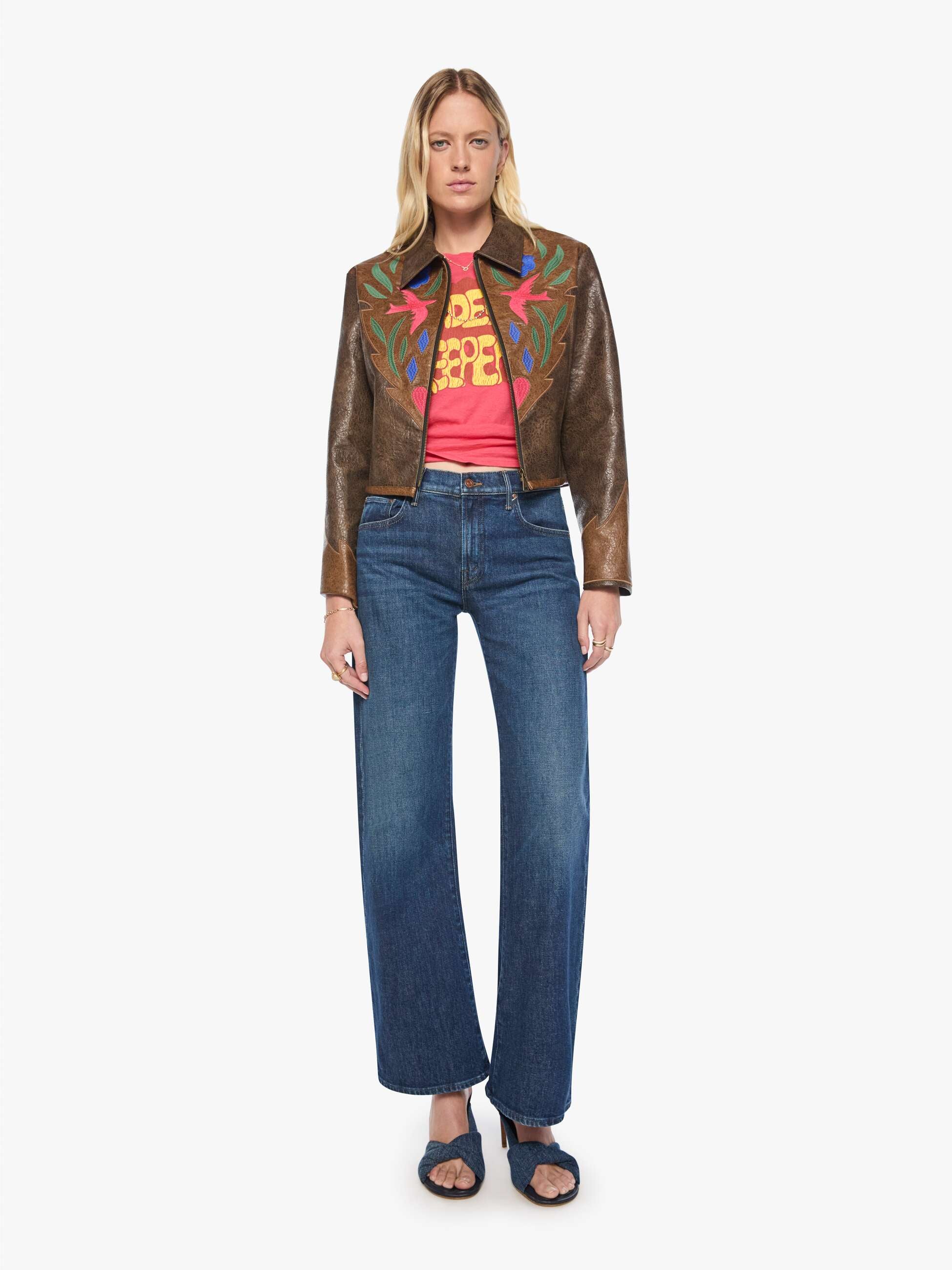 Mother The Open Book Zip Kunstlederjacke Picante Braun XS-XL