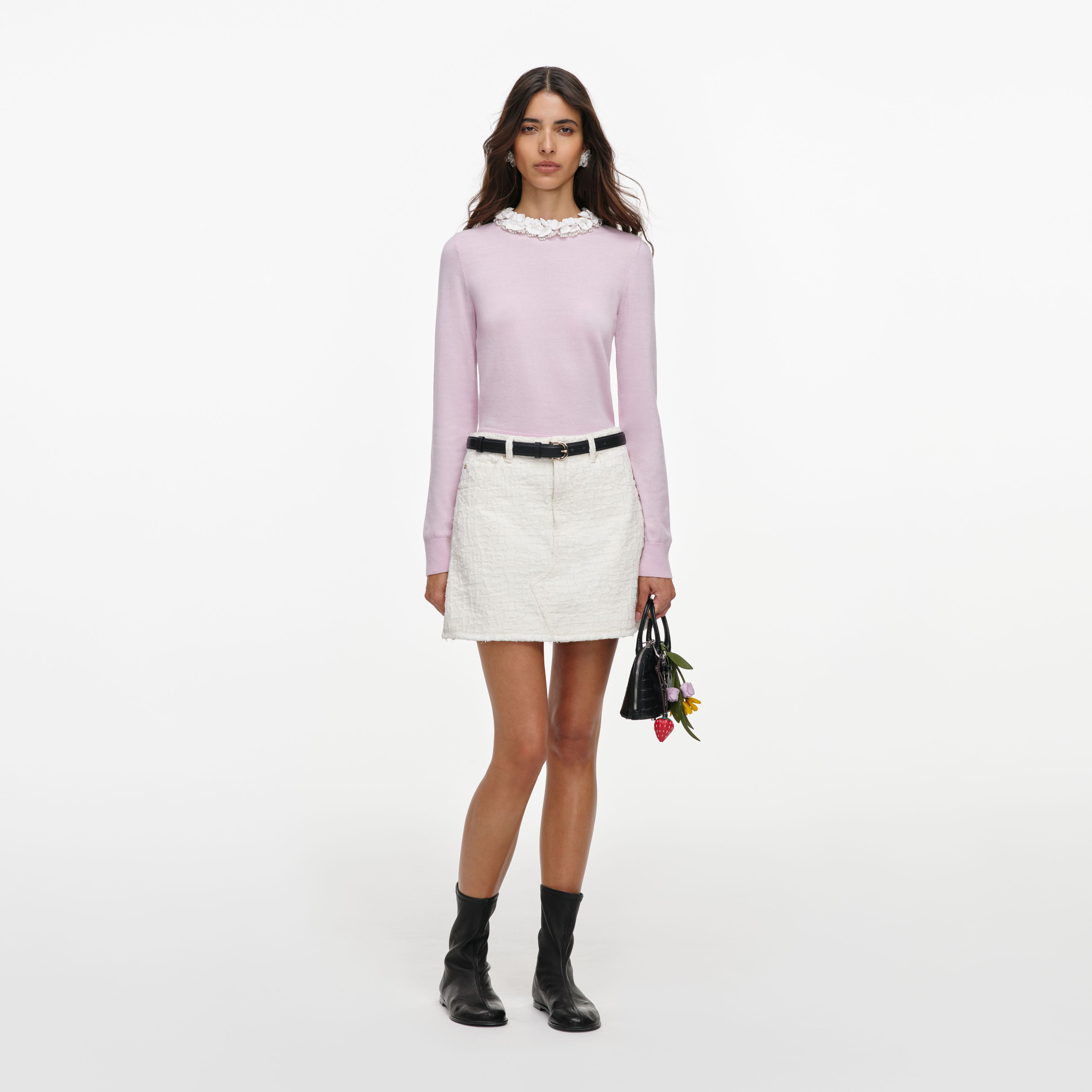 Self Portrait Knitwear Pink Flower Light Knit Jumper Strickpullover Rosa