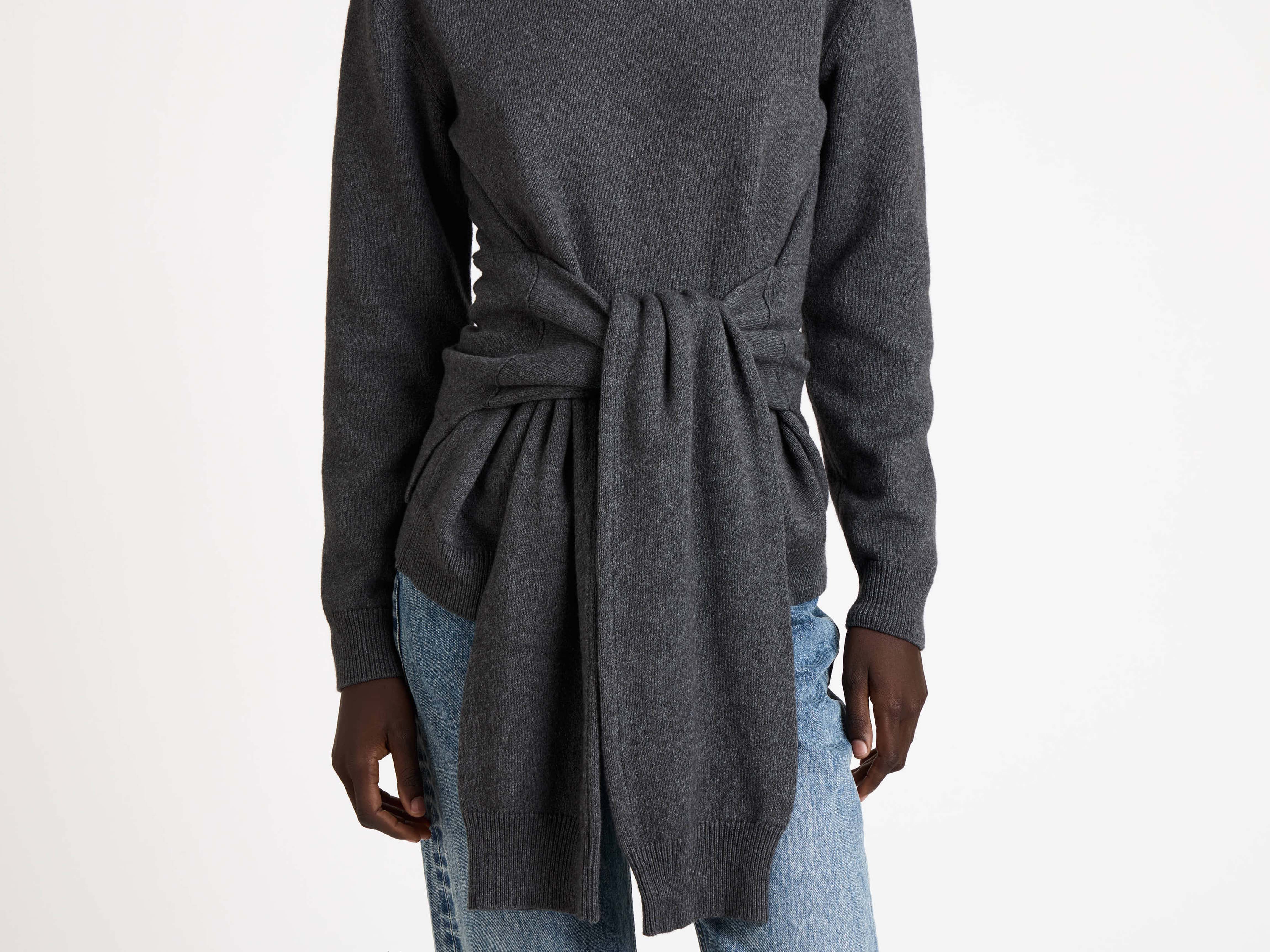 J.W.Anderson Sleeve-Tie Jumper Charcoal Melange Damen